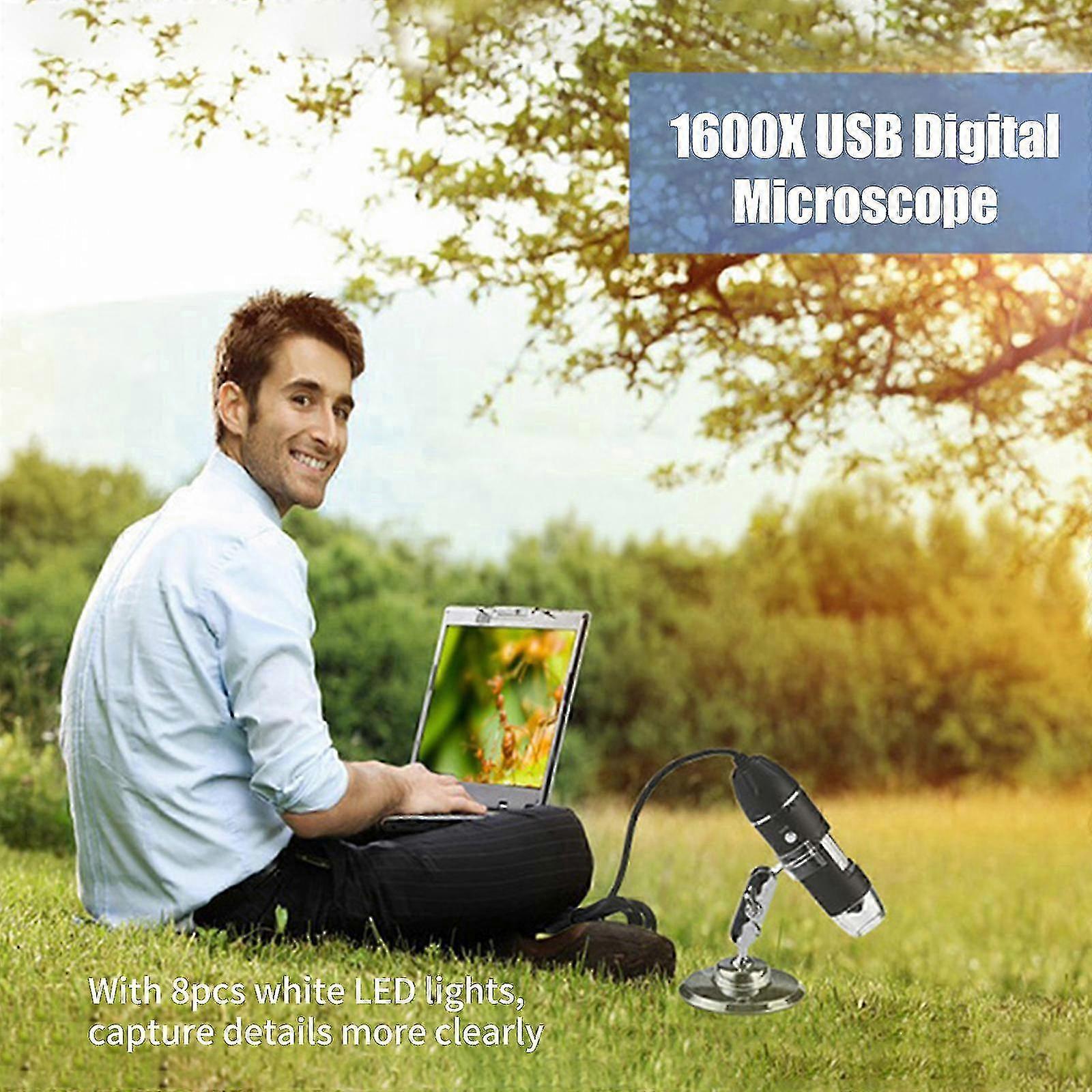 1600X USB Digital Microscope for Industrial View Hand-held Detecting with 8 White LED Lights Magnifier