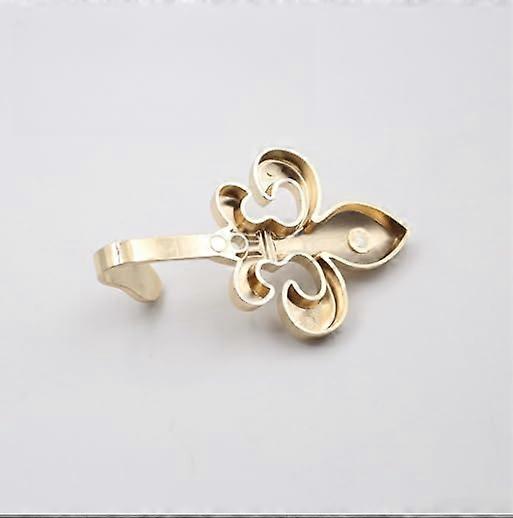 Modern Zinc Alloy Curtain Hooks With Screws, Decorative Lace Pattern, Single And Double Hooks, Golden 0046