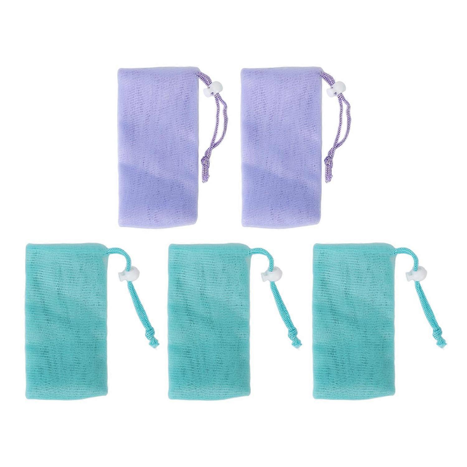5PCS Mesh Soap Pouch Quick Drying High Efficiency Soap Foaming Net for Shower Body Facial Cleaning