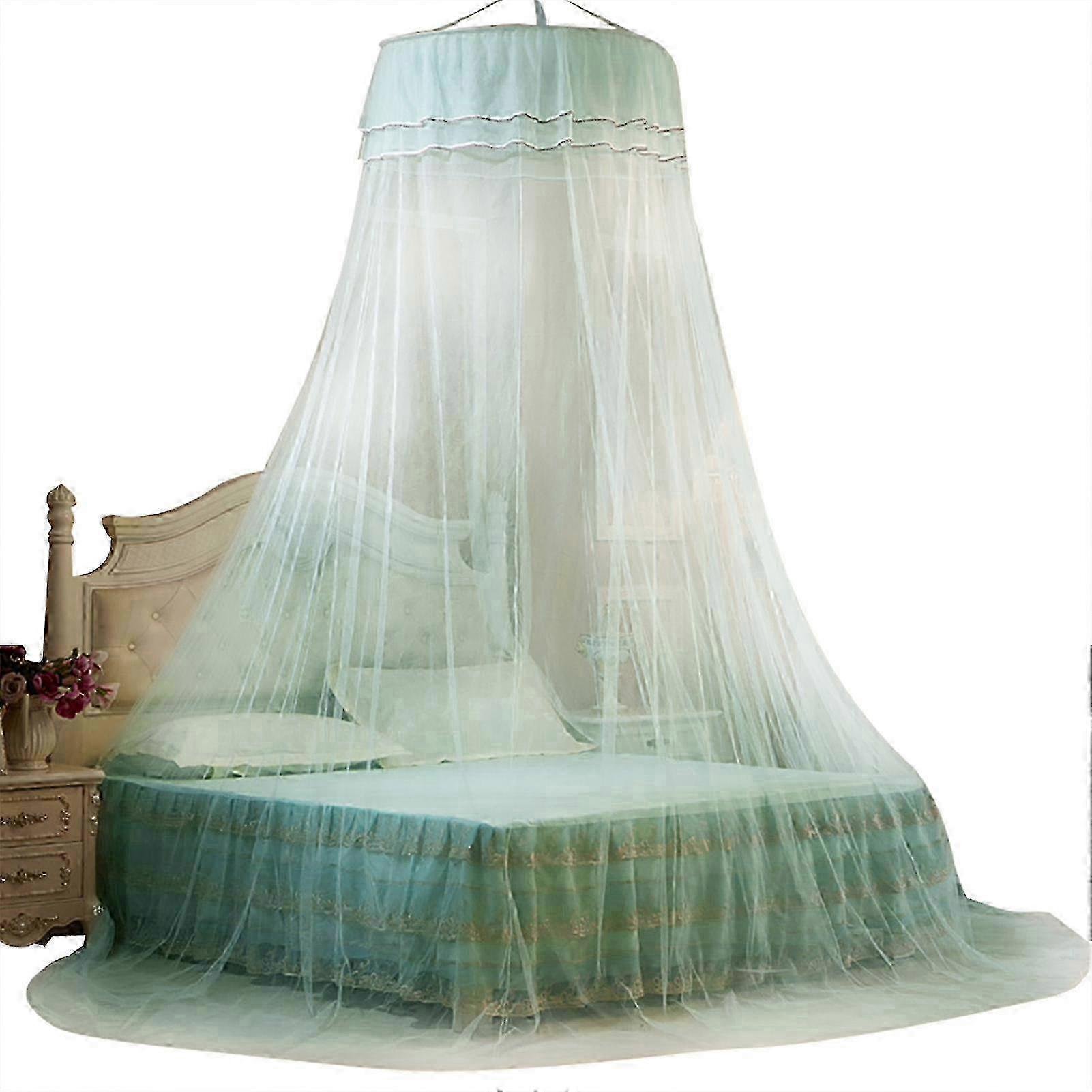 Breathable Round Canopy Lace Princess Style Mosquito Net Bed Curtain Netting (Blue)