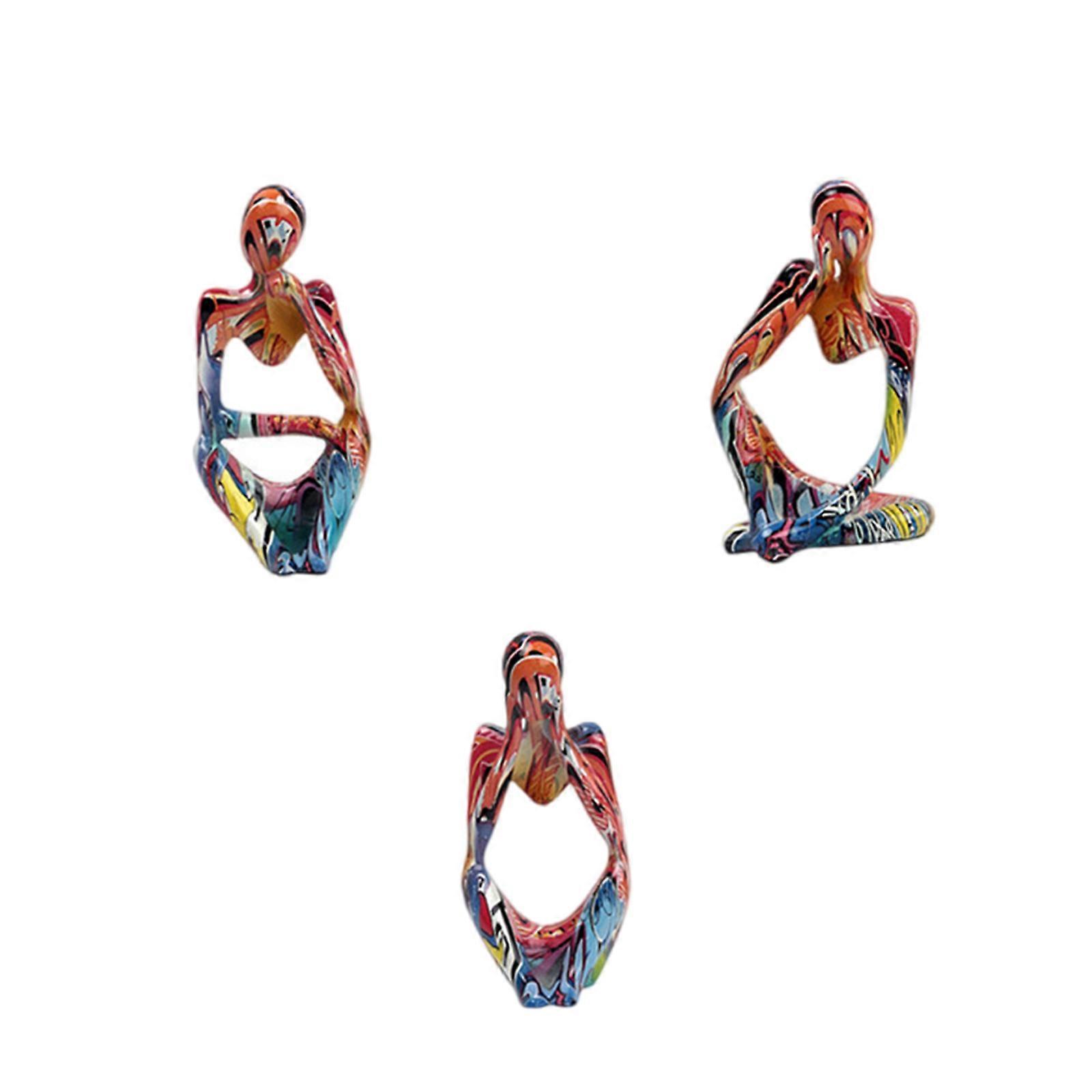Thinker Statue Decors,Resin Collectible Figurines Abstract Styles Sculptures Ornament Home Decorations for Desk Bookshelf Multicolor