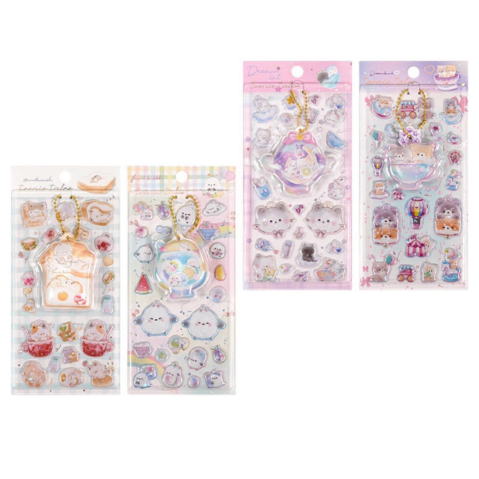 Cute 3D Sticker Cartoon Sticker Tiny Handcraft Sticker Reusable Tiny Patches for Water Bottle, Notebook, Scrapbooking Multicolor