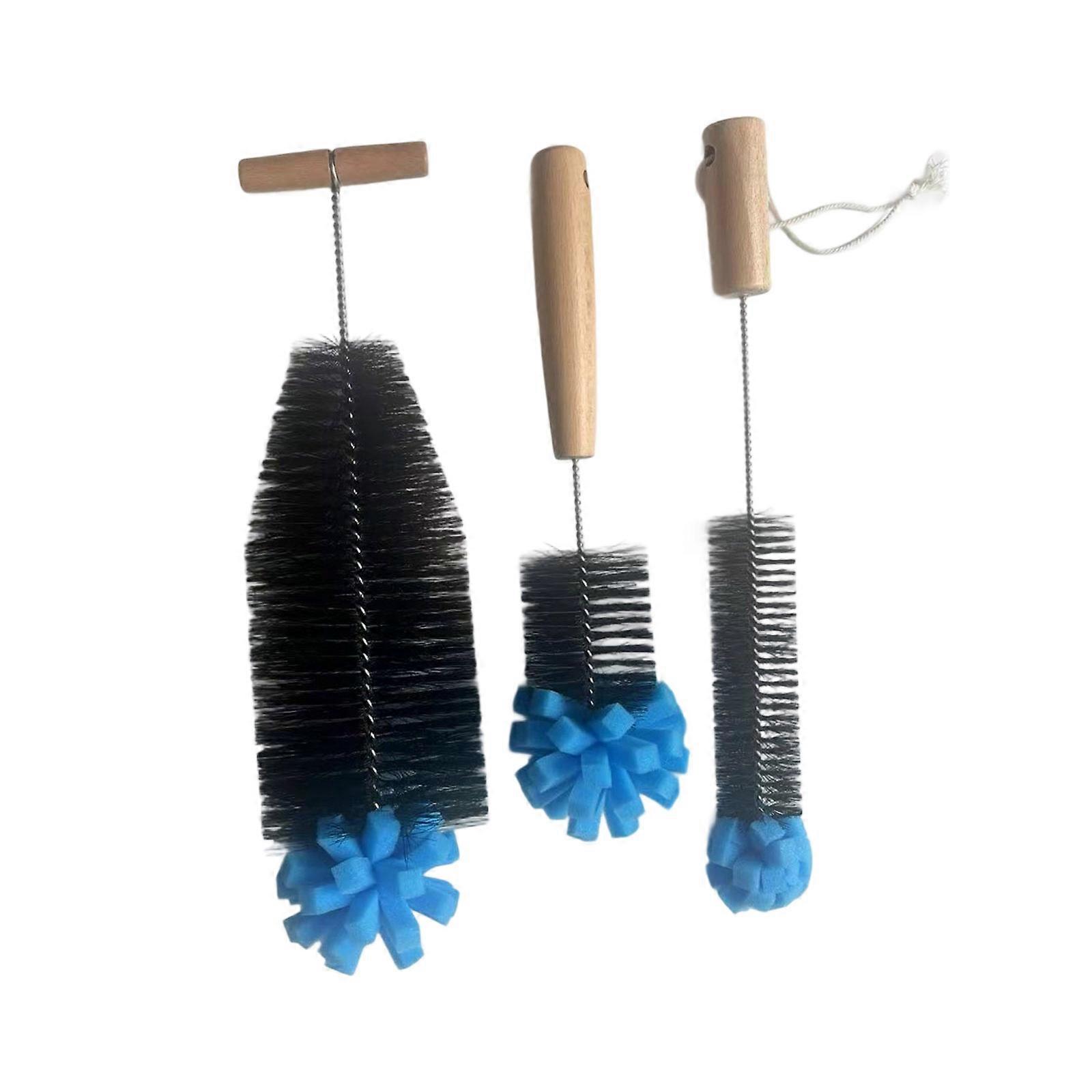 Triple Pack Effective Vessel Brushes Rustproof Core Space-Saving Hanging Loop Household Kitchen Use Multicolor