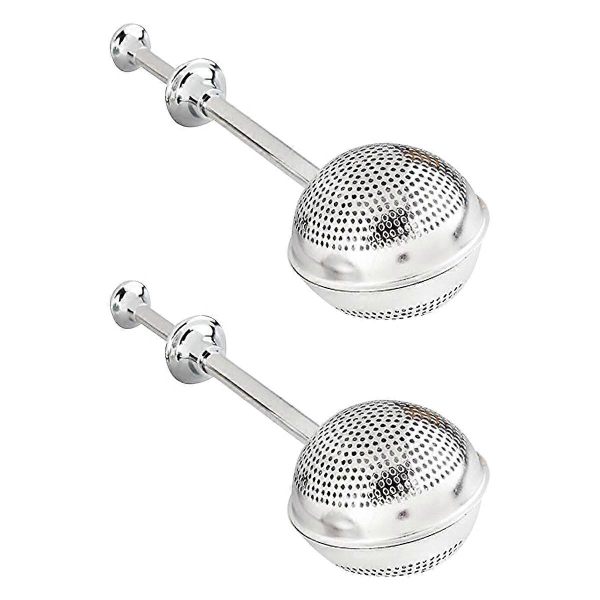 Long Handle Stainless Steel Tea Infuser Strainer Set of 2, Fine Mesh for Loose Leaf Tea in Cup or Teapot