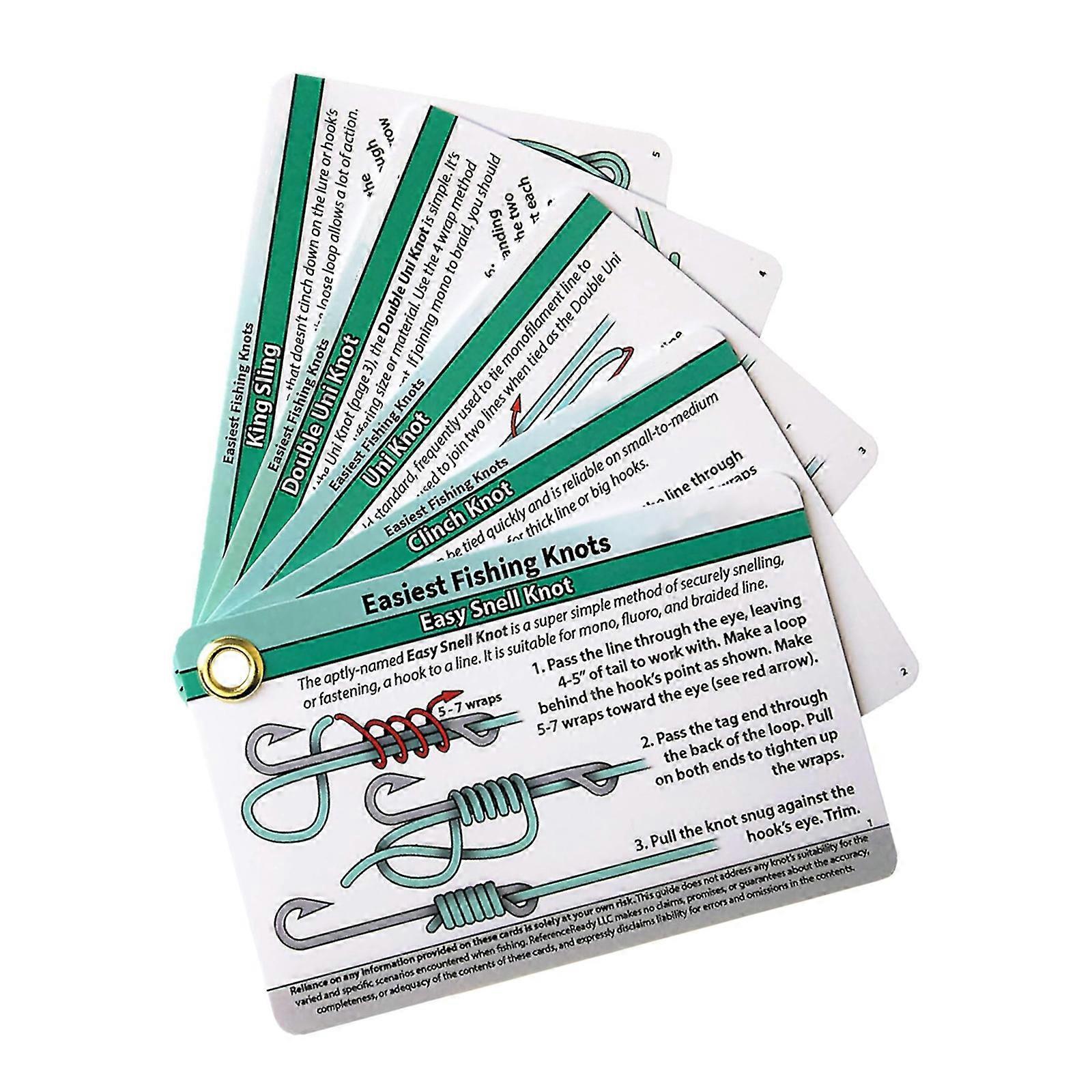12pcs Pocket Sized Waterproofed Fishing Knots Reference Card With Small Clip For Backpacks Tackle Boxes Multicolor