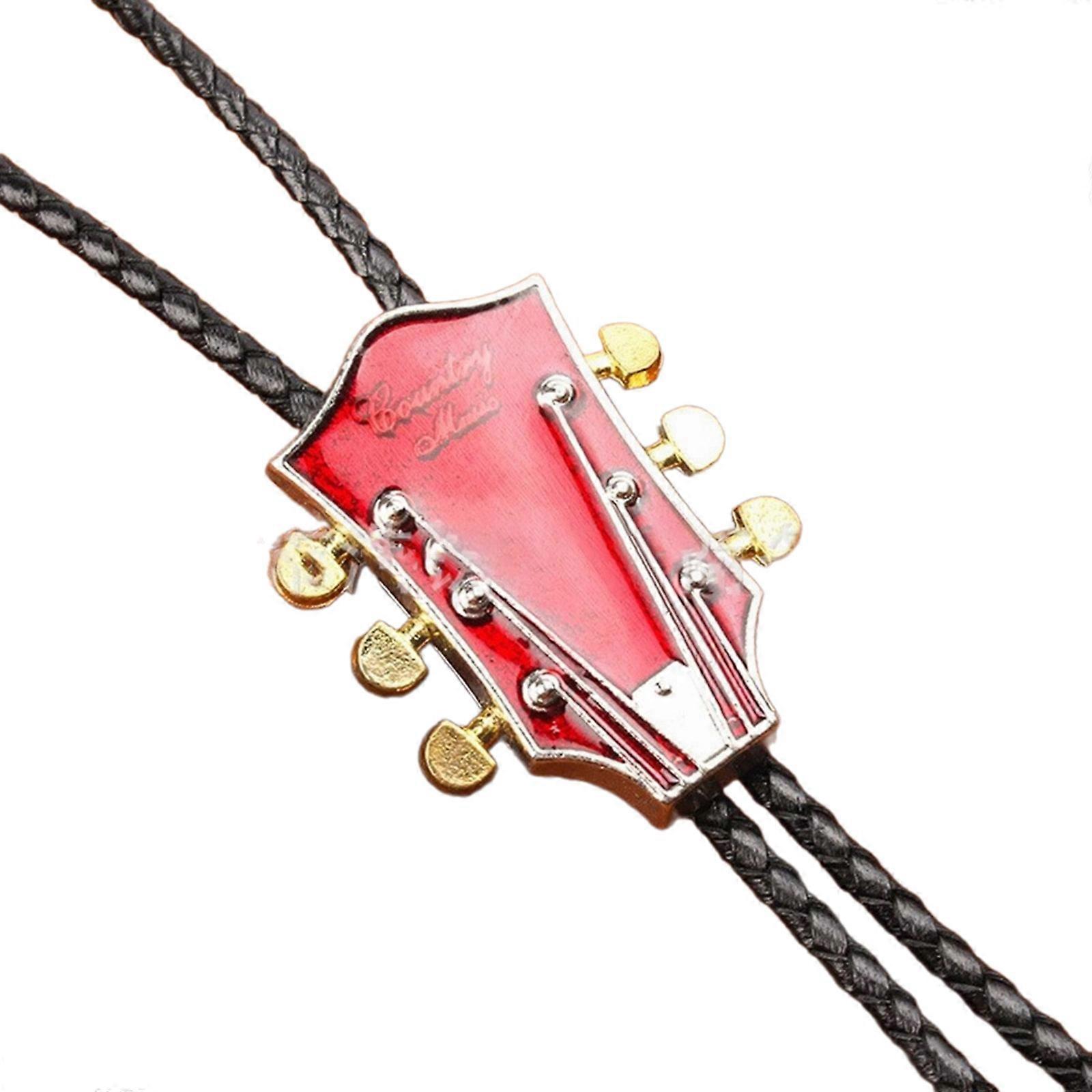 قلادة رأس الغيتار بولو التعادل لعشاق الموسيقى الكبار مهرجان الموسيقى قلادة ديسكو حزب ربطة العنق للقميص ديكورات أحمر