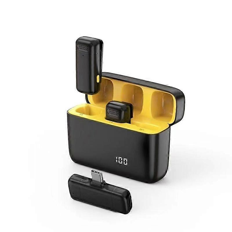 One To Two Digital Charging Compartment Lavalier Microphone Noise-Canceling Wireless Mic For Live Streaming