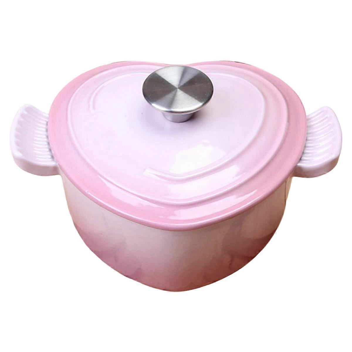Preminum Cast Iron Dutch Oven with Lid, Heart-Shape Enameled Soup Pot for All Stove Tops,Suitable for Stew Baking Slow B