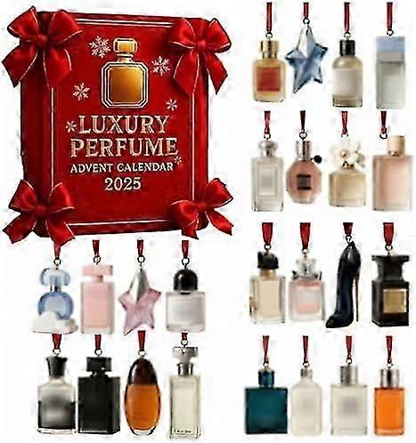 Calendário do Advento de Luxo com 25 a 26 Perfumes para 2025, Calendário de Contagem Regressiva de Natal com 24 Perfumes e Enfeites de Natal em Acrílico 2D.