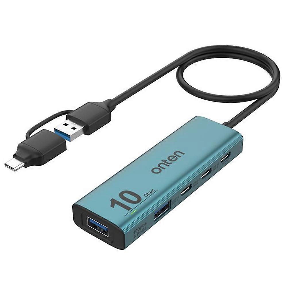 ONTEN UCA612+USBA/USBC to 4 Port USB 3.2 Gen2 Hub 2xTypeC+2xUSBA 10G Data Transfer Adapter