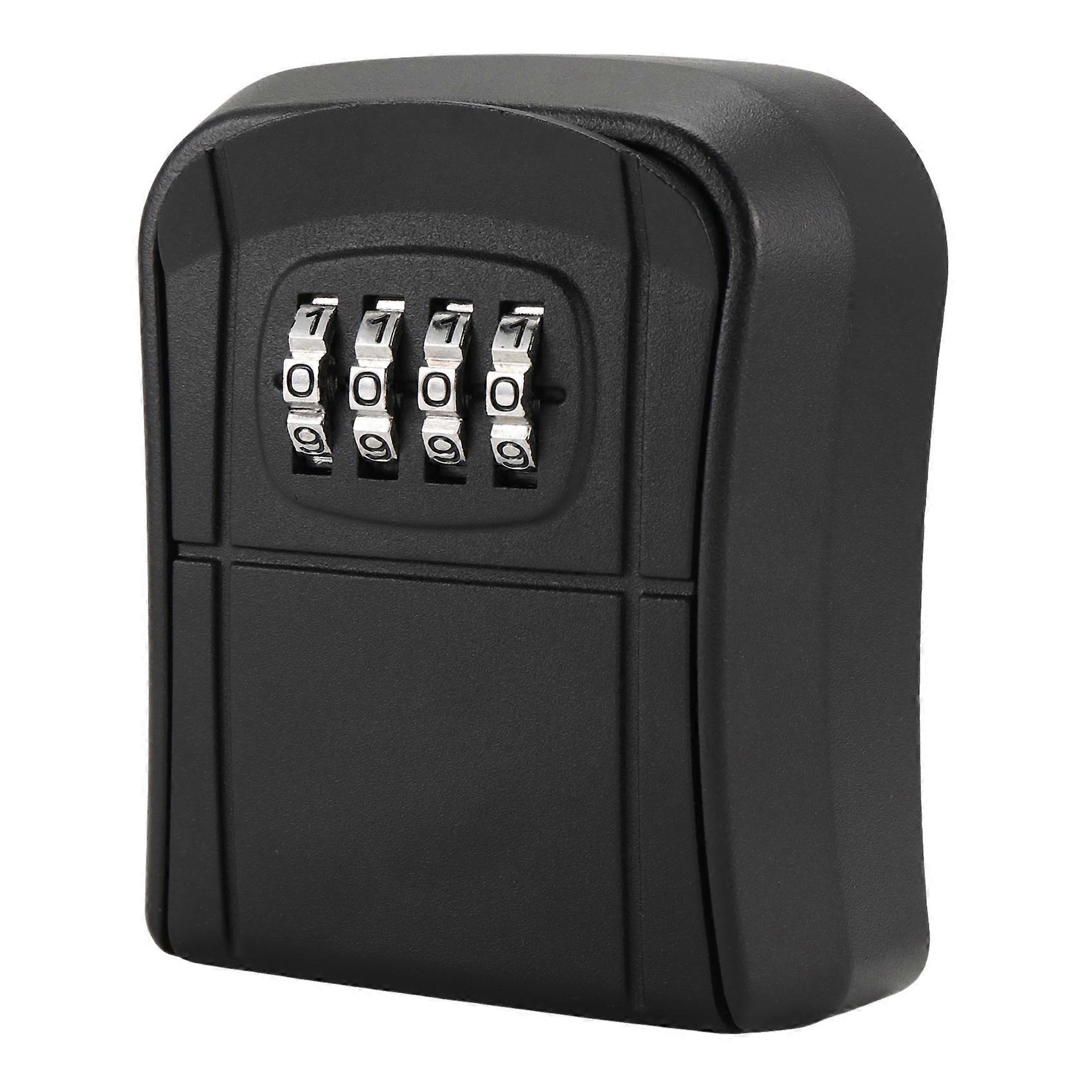 Key Box Wall Mounted Mini Key Safe Outdoor Key Box with Resettable 4-Digit Numeric Code Waterproof Key Box (Black)