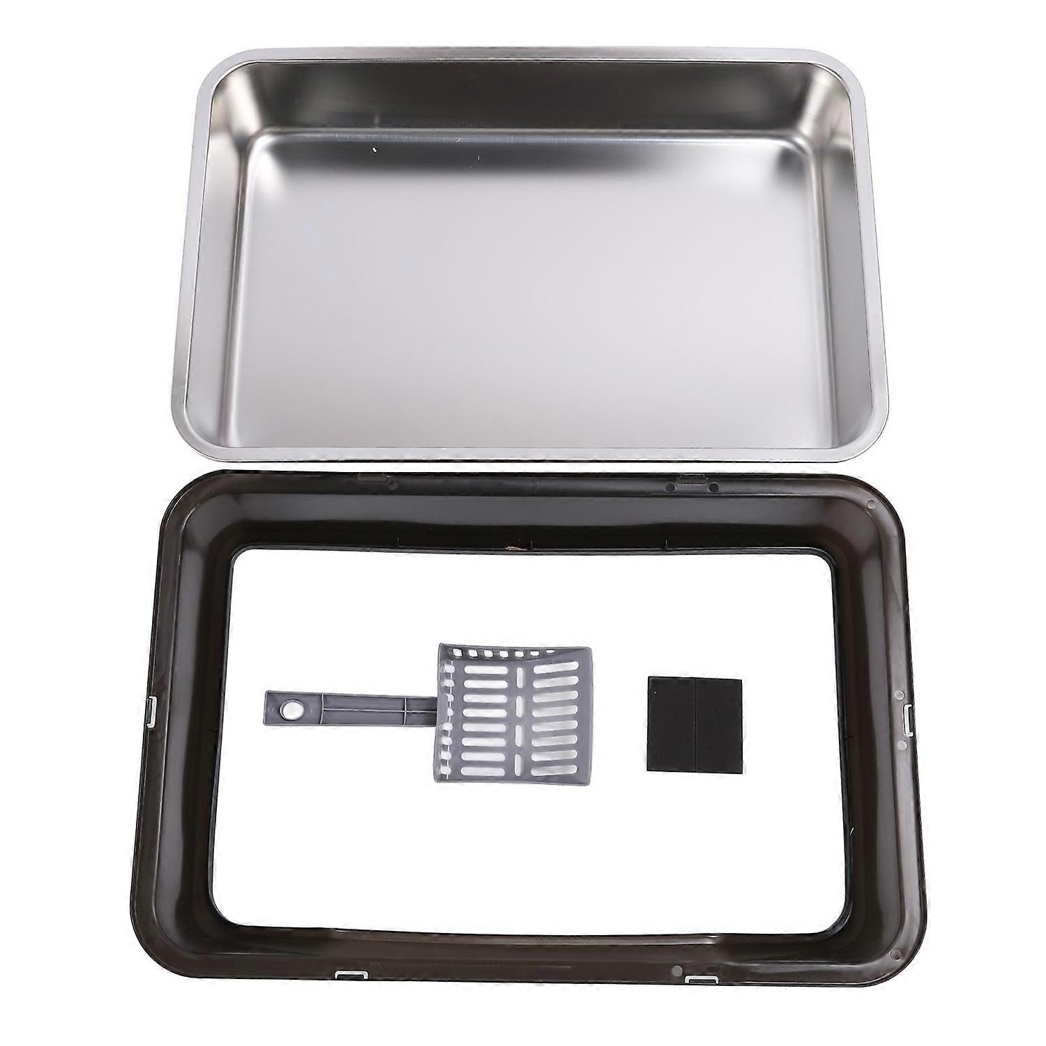 Stainless Steel Cat Litter Box with Lid High Sided Anti Splash Block Odors Easy to Clean Large Size 