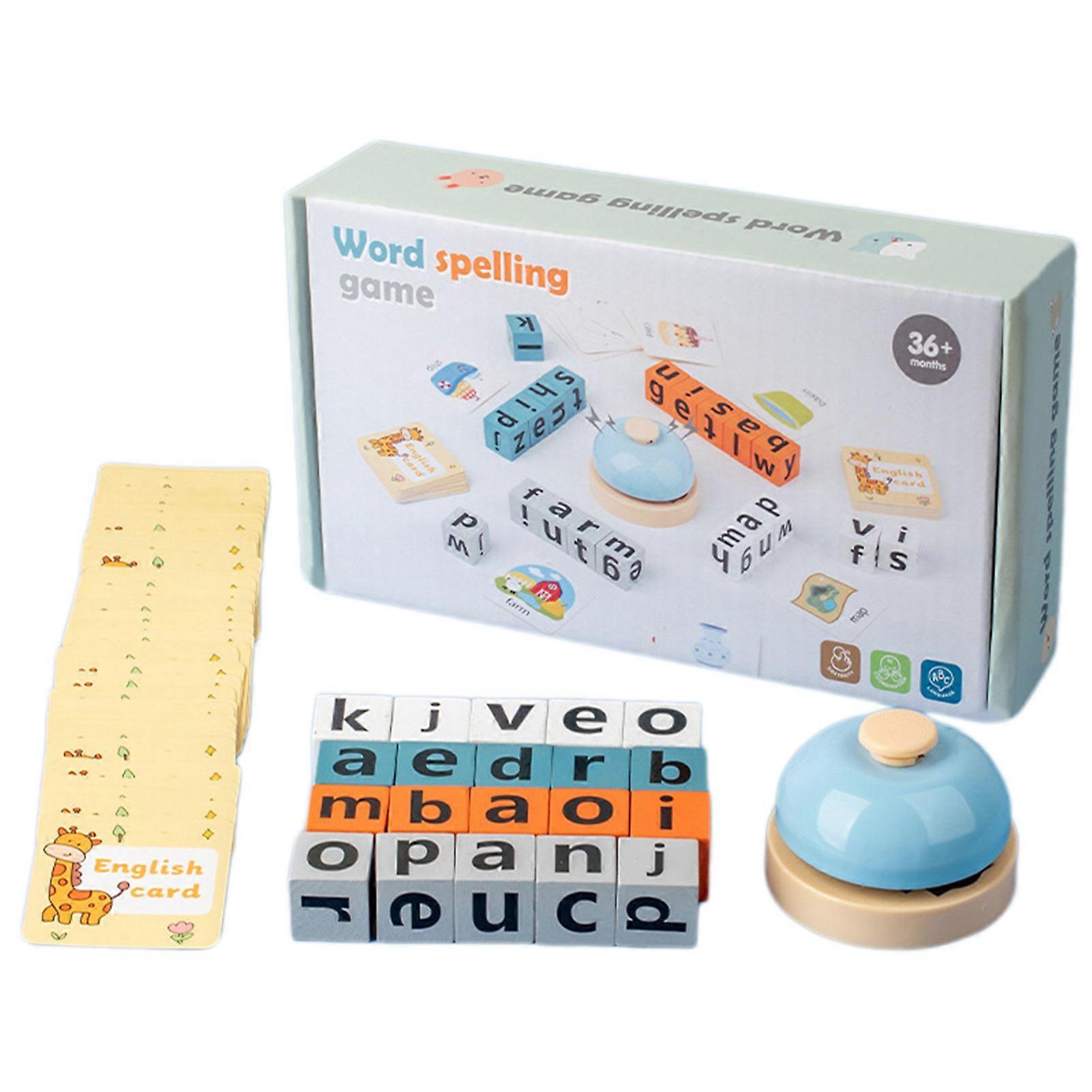 Spelling Game, Puzzle Blocks, Wooden Alphabet Blocks, Educational Alphabet Puzzle,Alphabet Learning Set for Kids Ages 3+