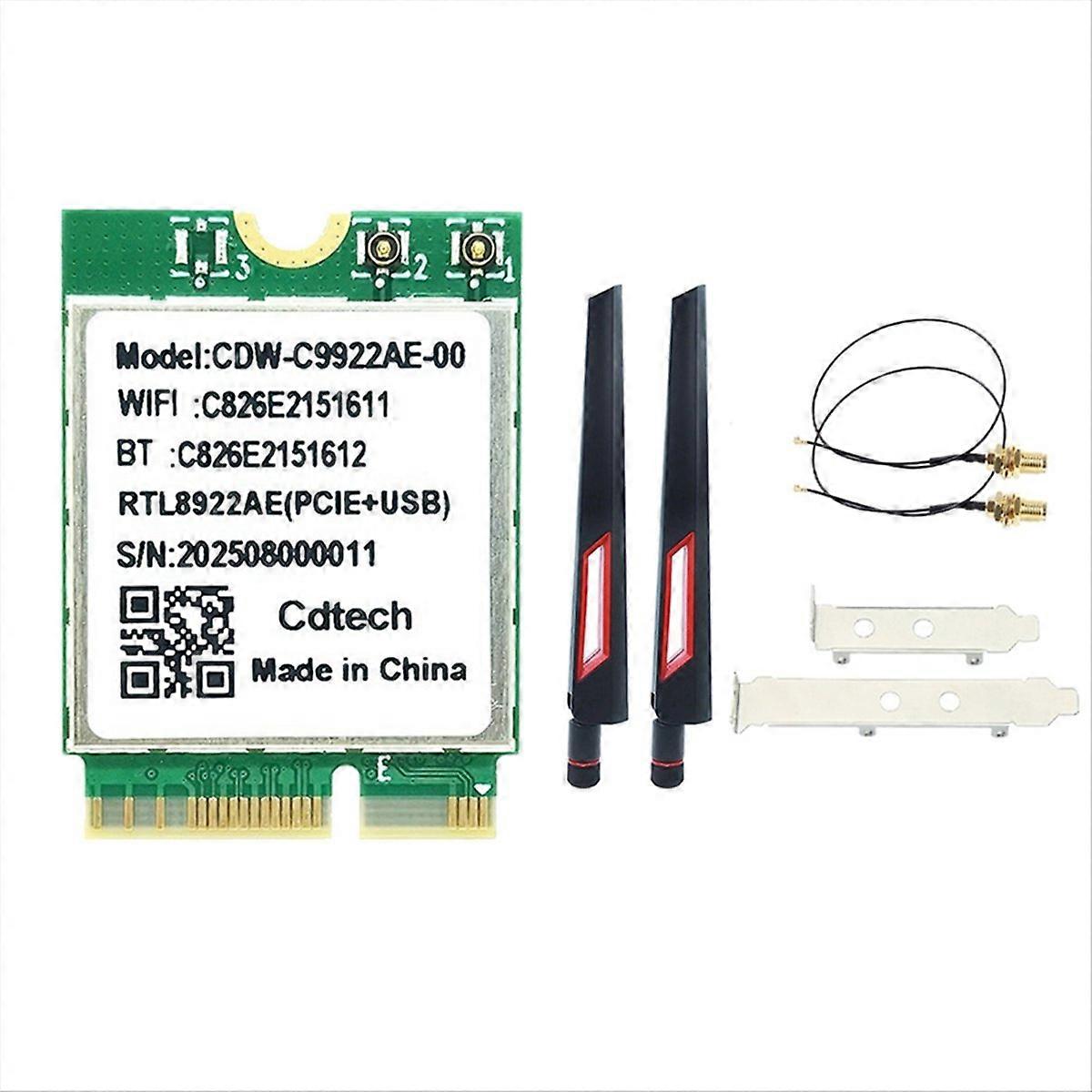 RTL8922AE WiFi7 Card 6338Mbps Tri-Band 2.4G/5G/6G Wireless WiFi Adapter Bluetooth5.4 M.2 for Win10/W