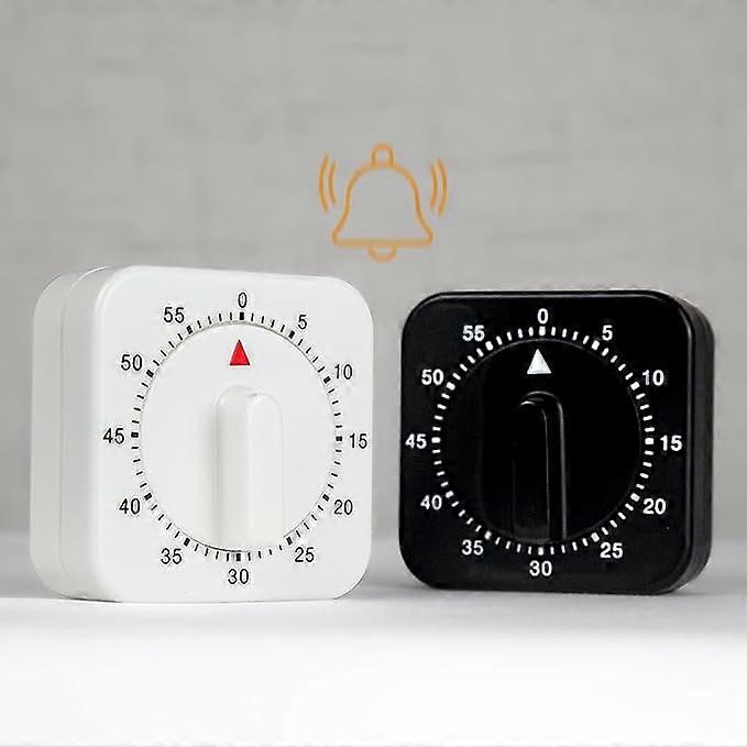 Square 60 Min Mechanical Kitchen Timer, Compatible with Chef Cooking - Loud Alarm, No Batteries, Magnetic Back for Fridge
