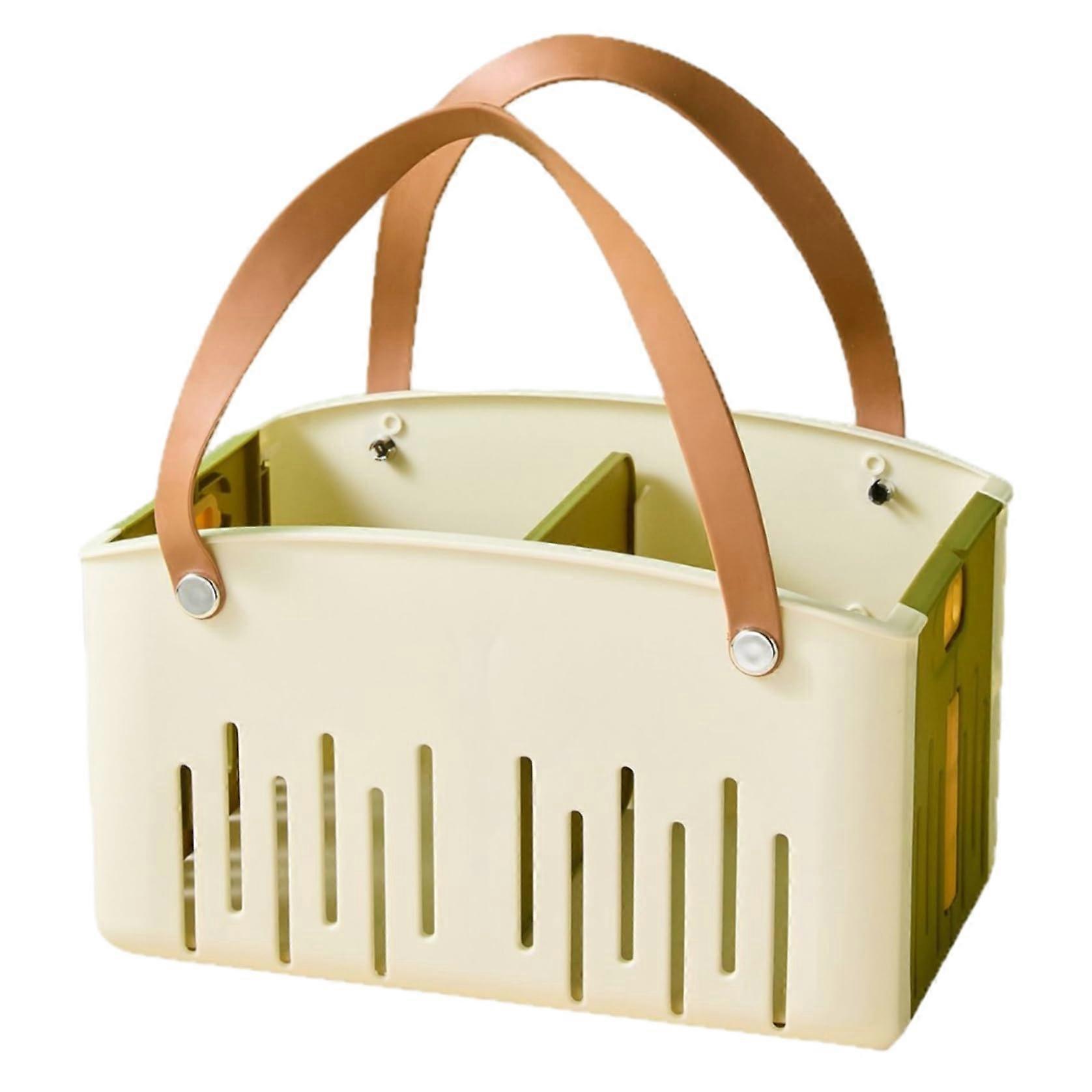 Collapsible Shower Caddy with Handles, 2 Compartment Heavy Duty Plastic Basket for Bathroom and Dorm