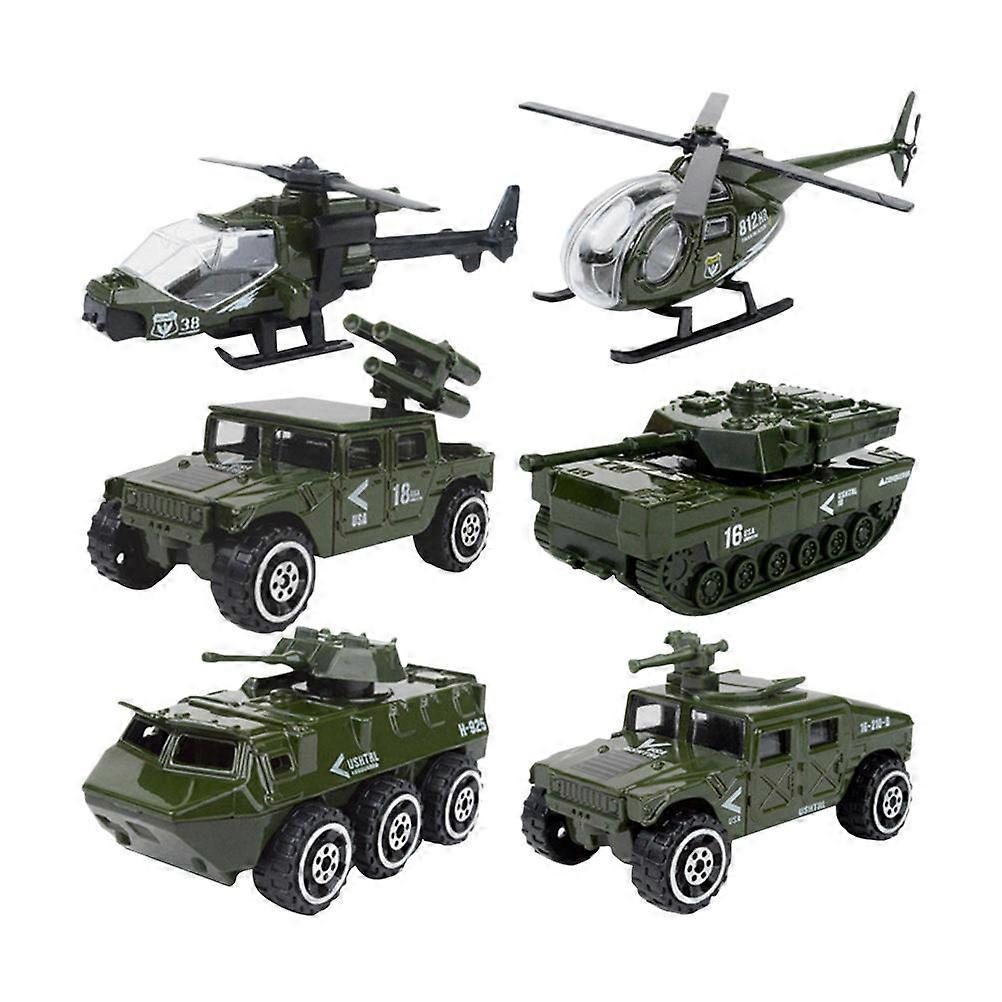 Military Alloy Car Model Sliding Function 6Pcs Vehicle Toy Set