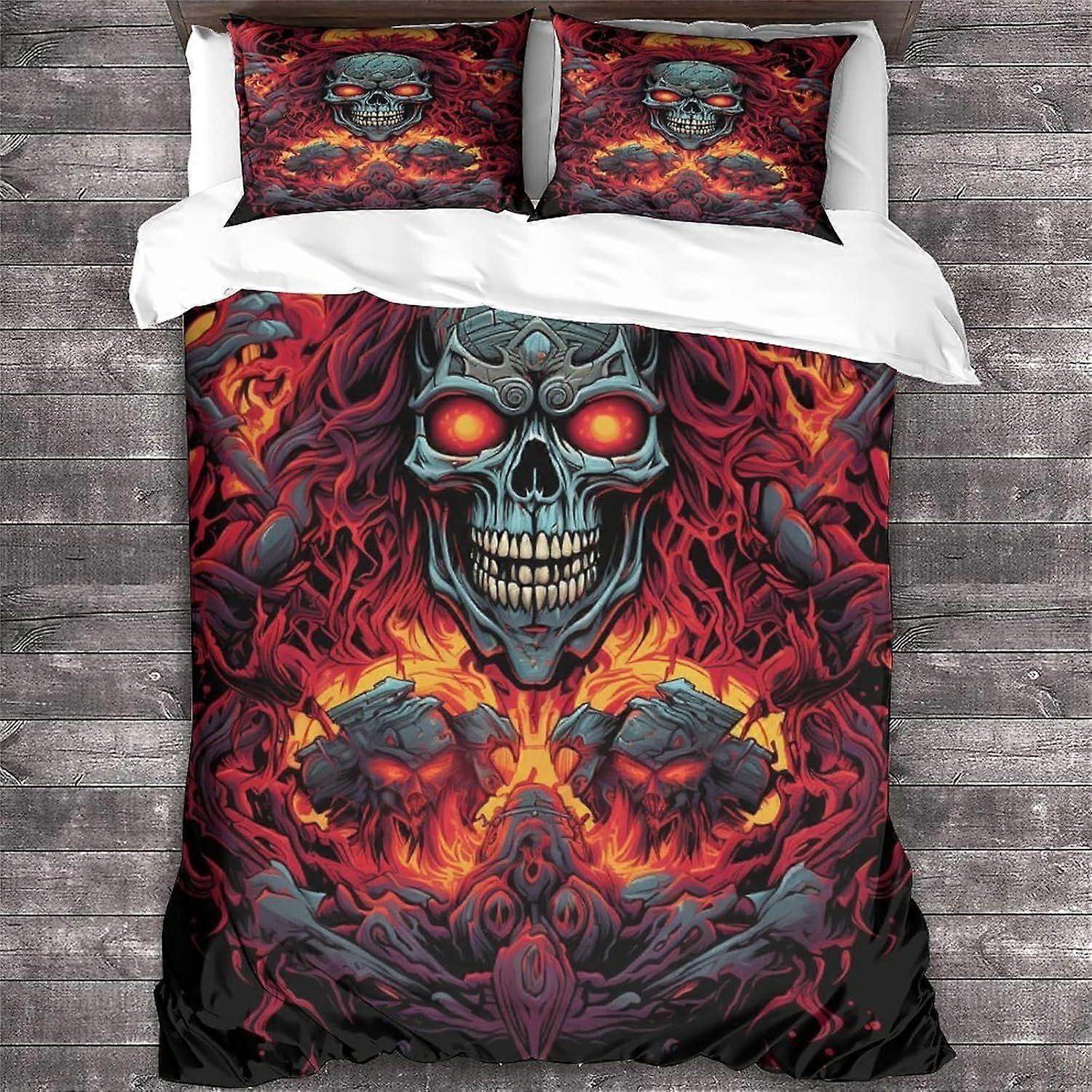 Rock 'n' Roll 3D Heavy Metal Guitarra Print Duvet Cover Set Skull Bedding Sets com fechamento de zíper escondido, Microfiber poliéster edredom capa de colcha para