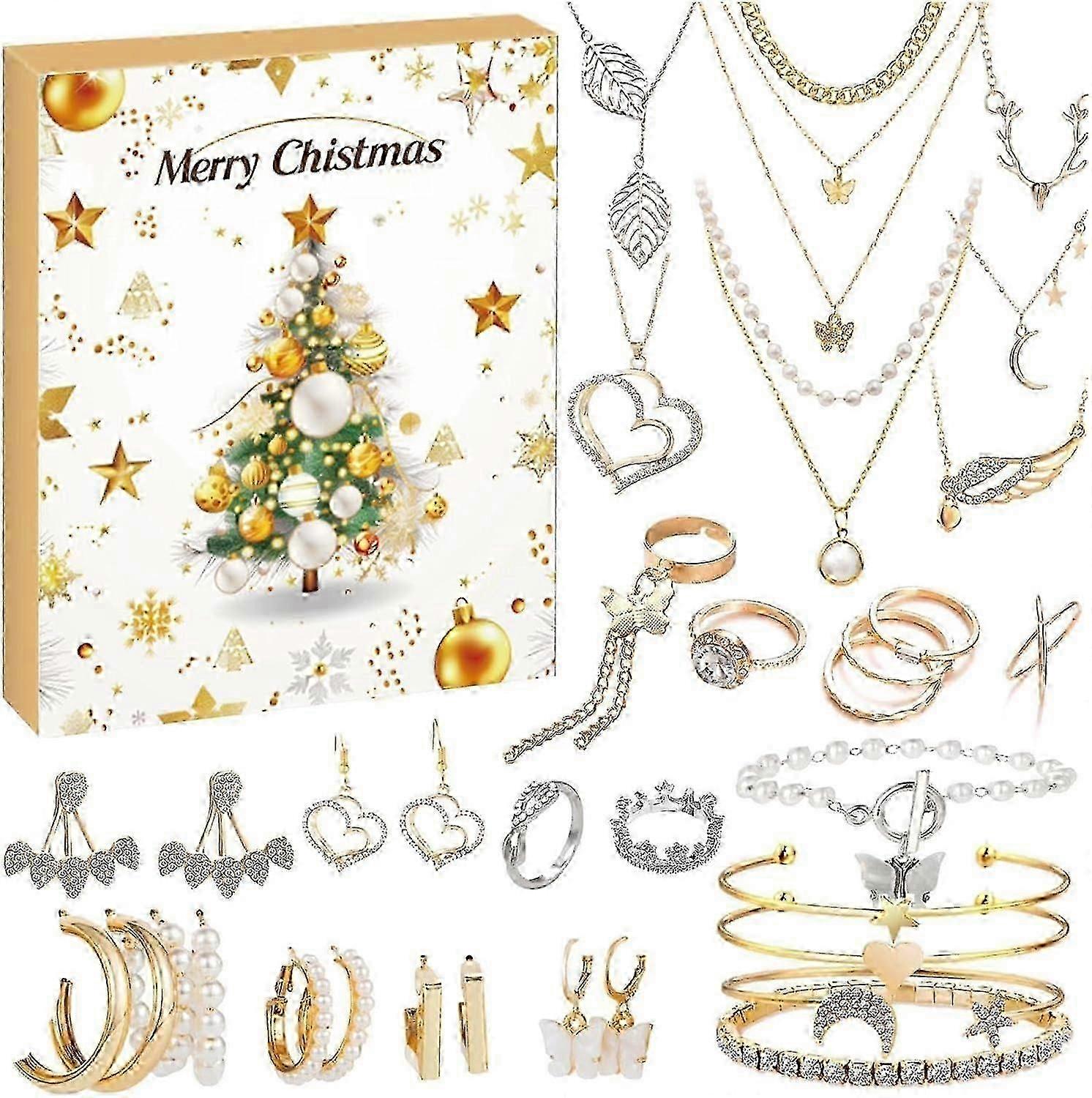 Jewelry Advent Calendar 2024, 24 Days Christmas Countdown Advent Calendar, Countdown Calendar 2024, Trendy Jewelry Set f Walkbee 3056 B - DX