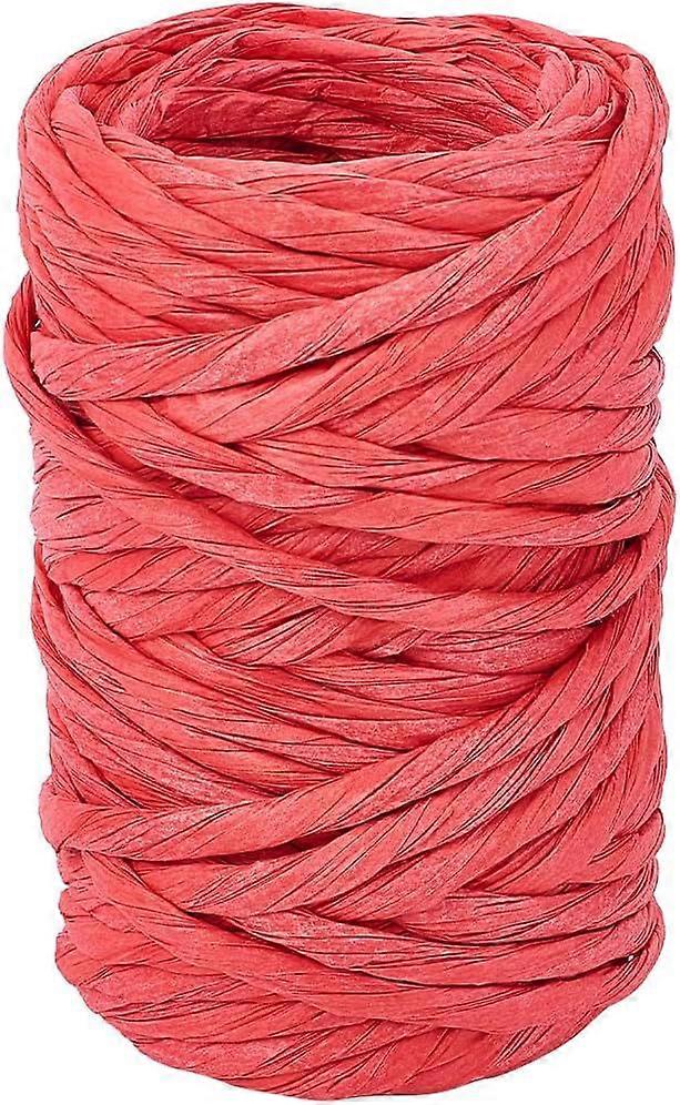 Raffia Paper Craft Ribbon 15 Yards Gift Wrapping Twine Paper Cord Rolls Red Kraft Packing String Craft Rope for DIY Flower Basket Christmas Valentine'