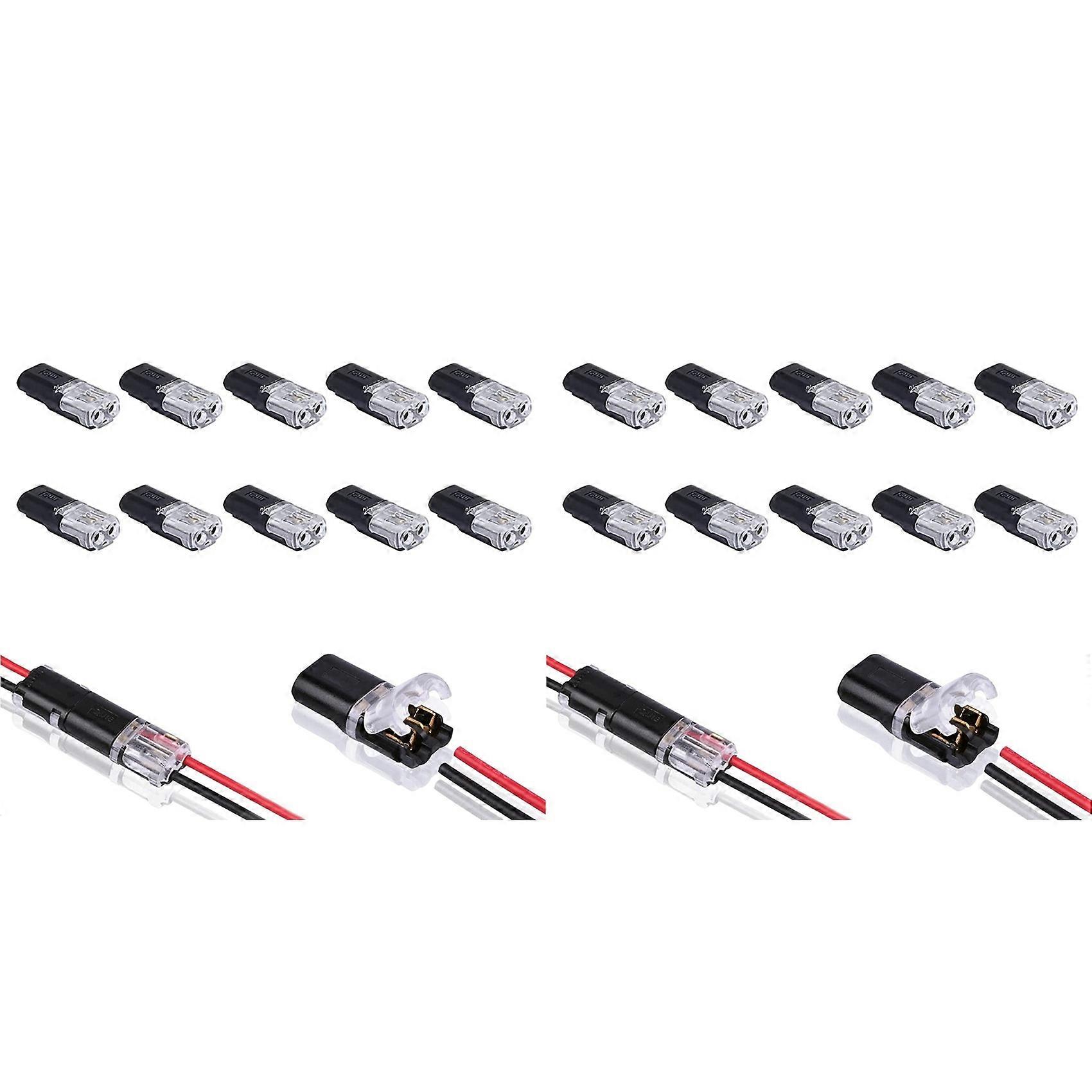 20PCS Double-Wire Plug-in Connector with Locking Buckle,Pluggable Connectors 2 Pin 2 Way Universal Compact Wire Terminal