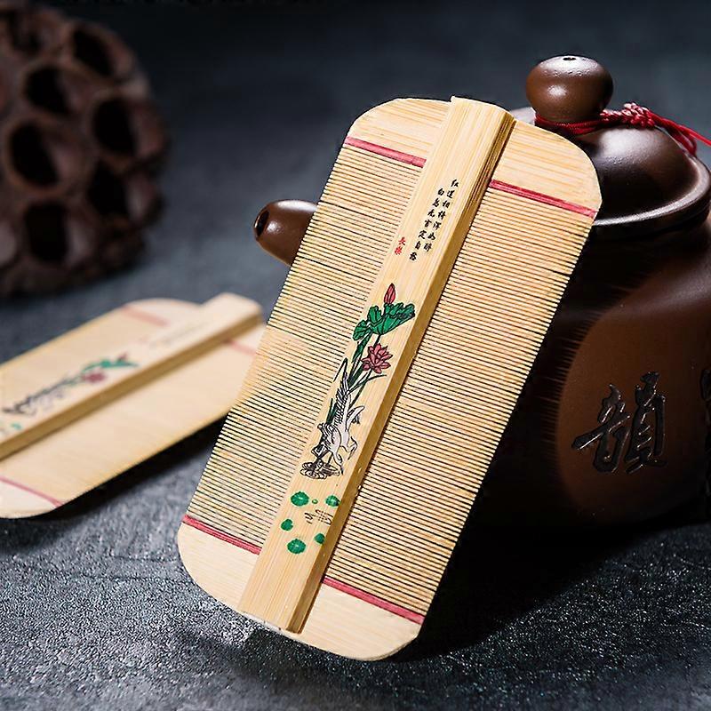 Chinese Traditional Bamboo Double Sided Lice Comb Handmade Dense Comb Rose Remove Itching Scraping Head Flea Cootie Combs