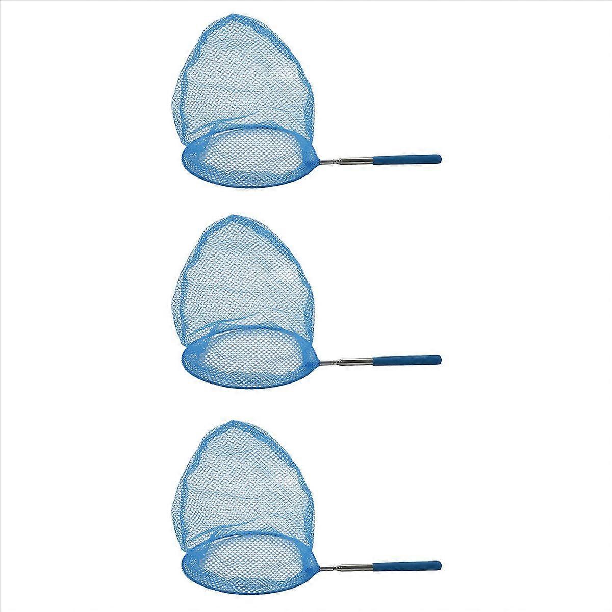 Outdoor Net Bag Stainless Steel Telescopic Catching Net-Blue