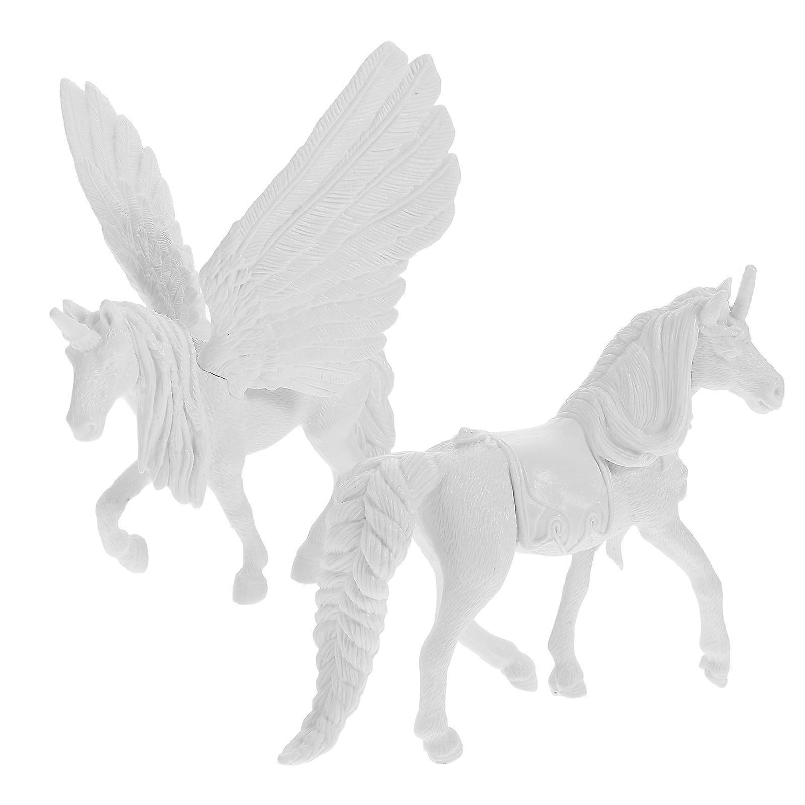 Unicorn Model 2Pcs Decorative White Plastic for Home Decoration and Art Projects