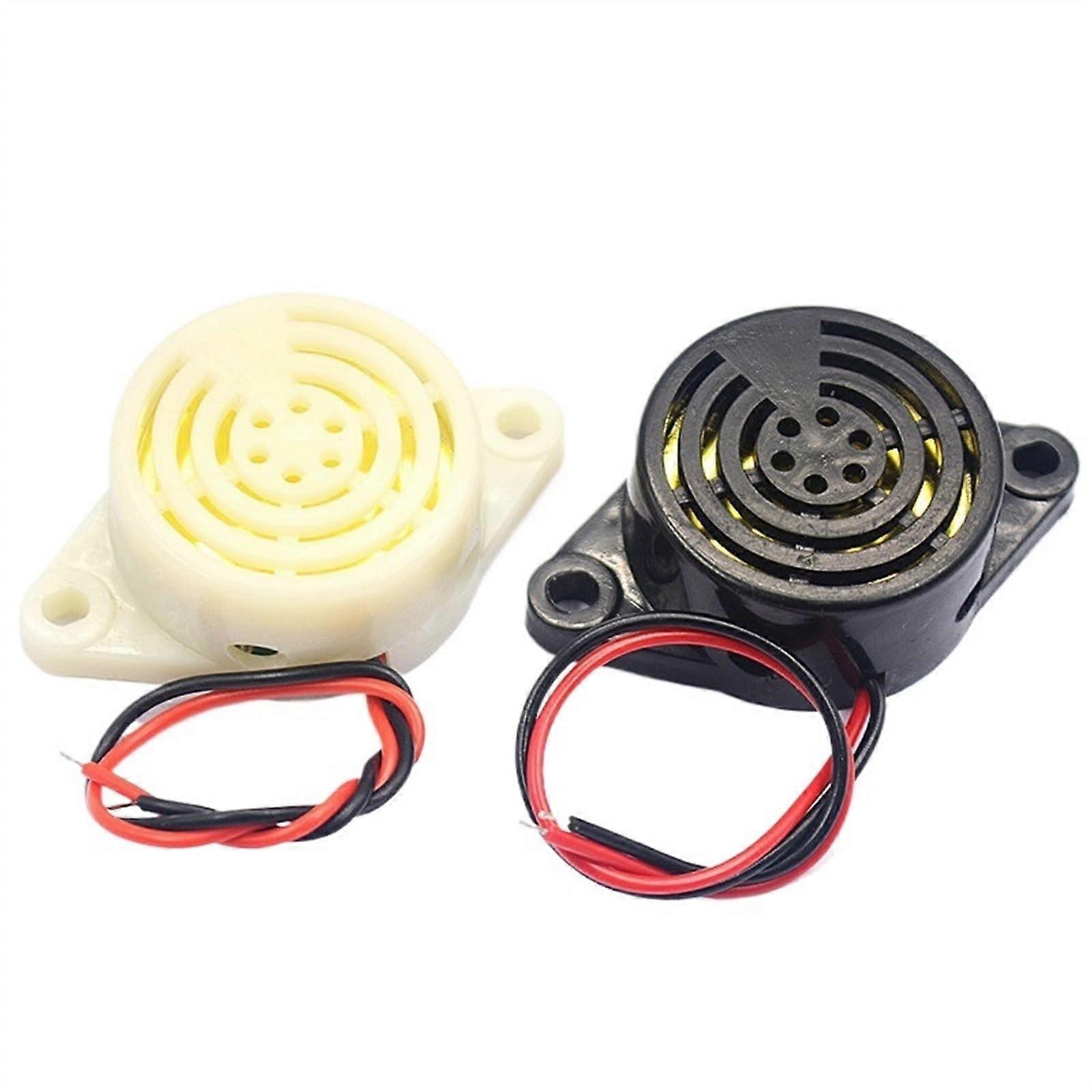 12V Decibel Electronic Buzzer Alarm with Continuous Beep and Dual Tone Output – White