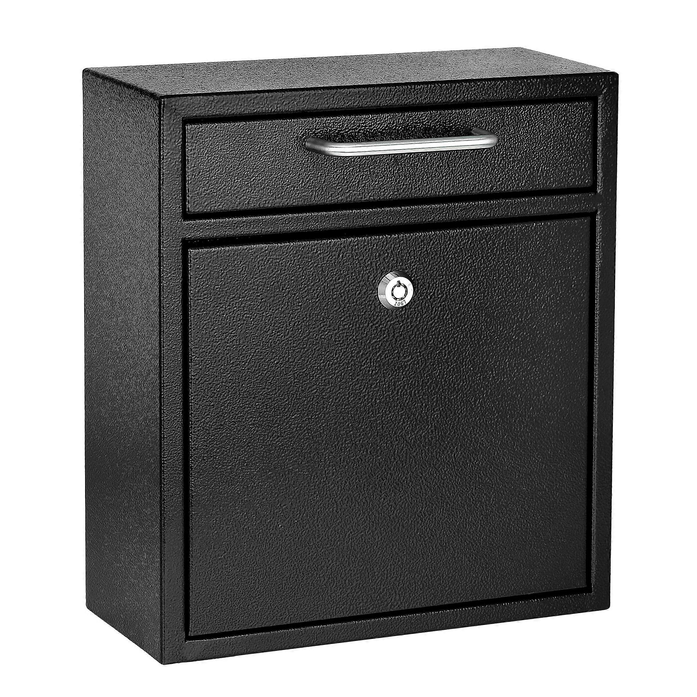 Locking Wall Mount Mailbox with Keys, Heavy Duty Secure Mail Drop Box for Home and Business