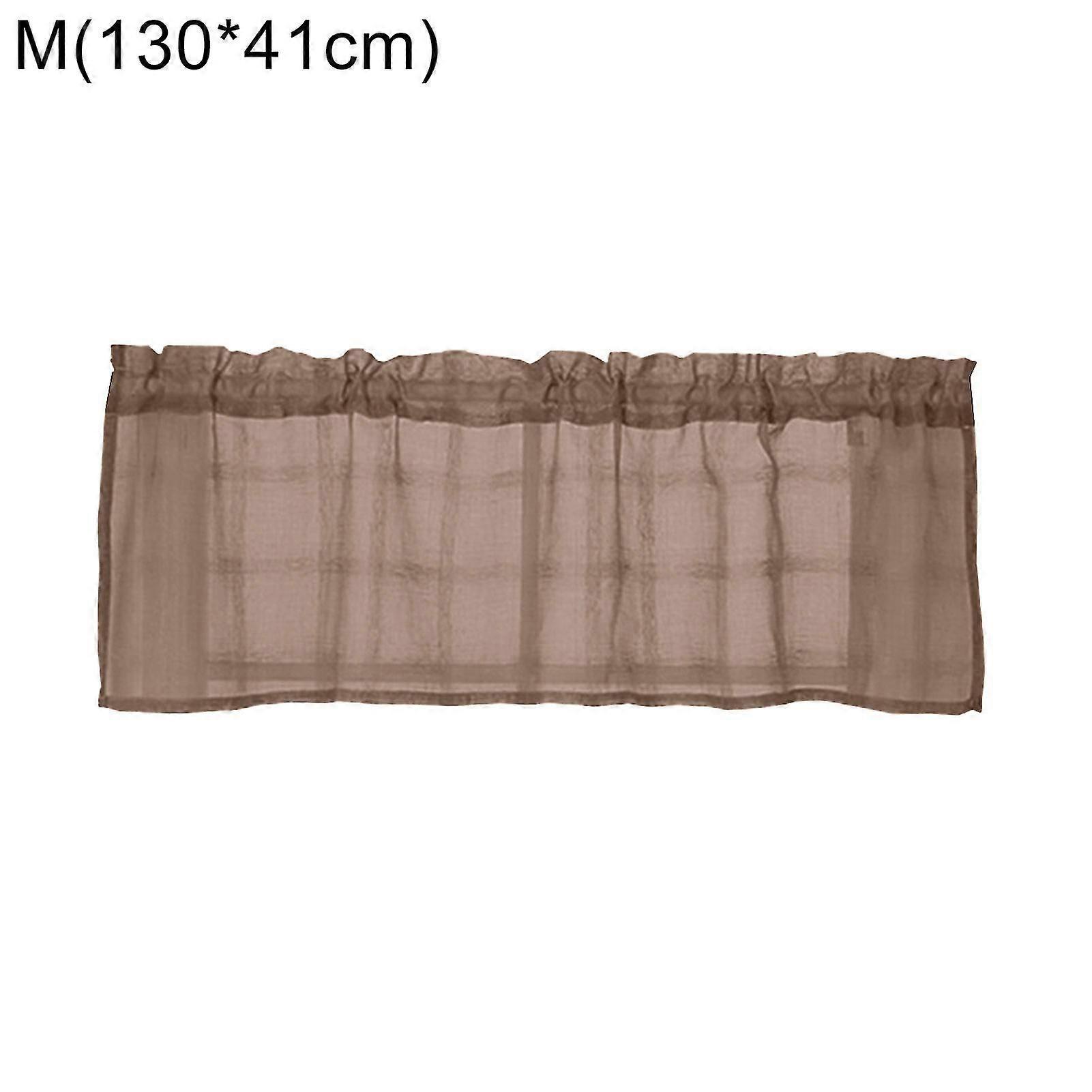 Solid Color Lattice Through Rod Short Curtain Kitchen Cafe Window Valance Decor