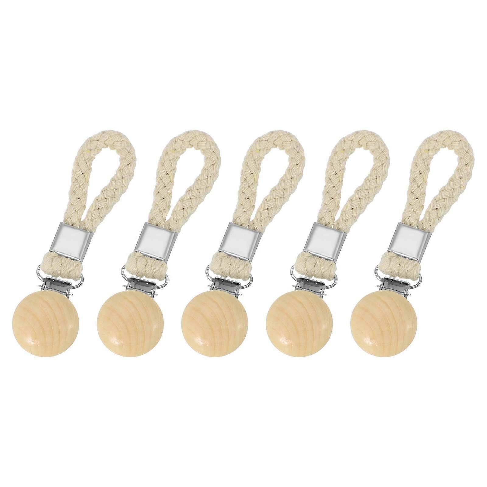 5 Pcs Towel Clips for Hanging with Cotton Loop, RustResistant Metal Hooks for Kitchen and Bathroom