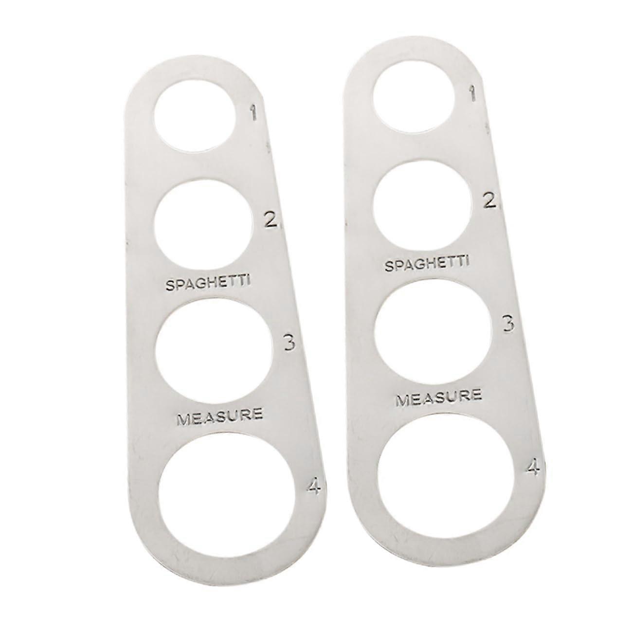 2pcs Stainless Steel Pasta Measuring Tool with 4Hole Spaghetti Portion Size Ruler for Kitchen