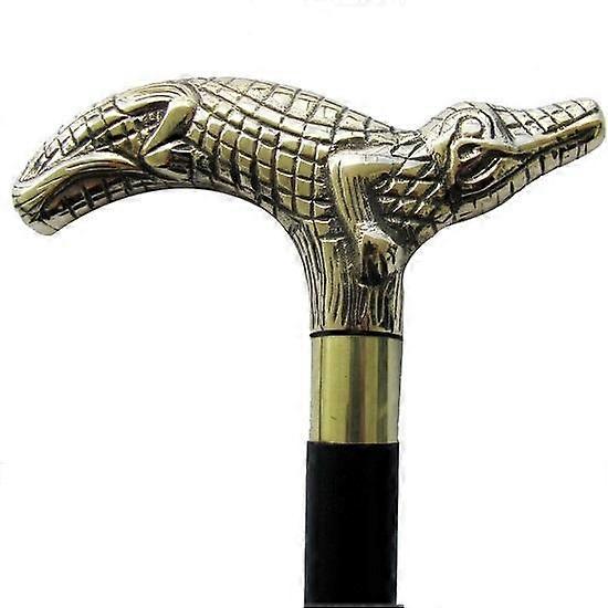 Treasure Gurus Solid Brass Alligator Cane Walking Stick
