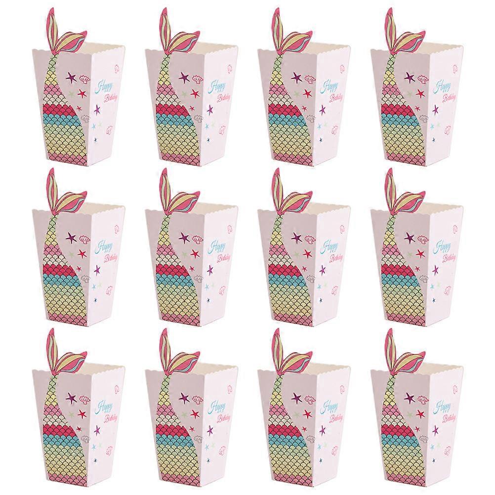 12Pcs Mermaid Pattern Popcorn Boxes for Wrapping Paper Paper Material