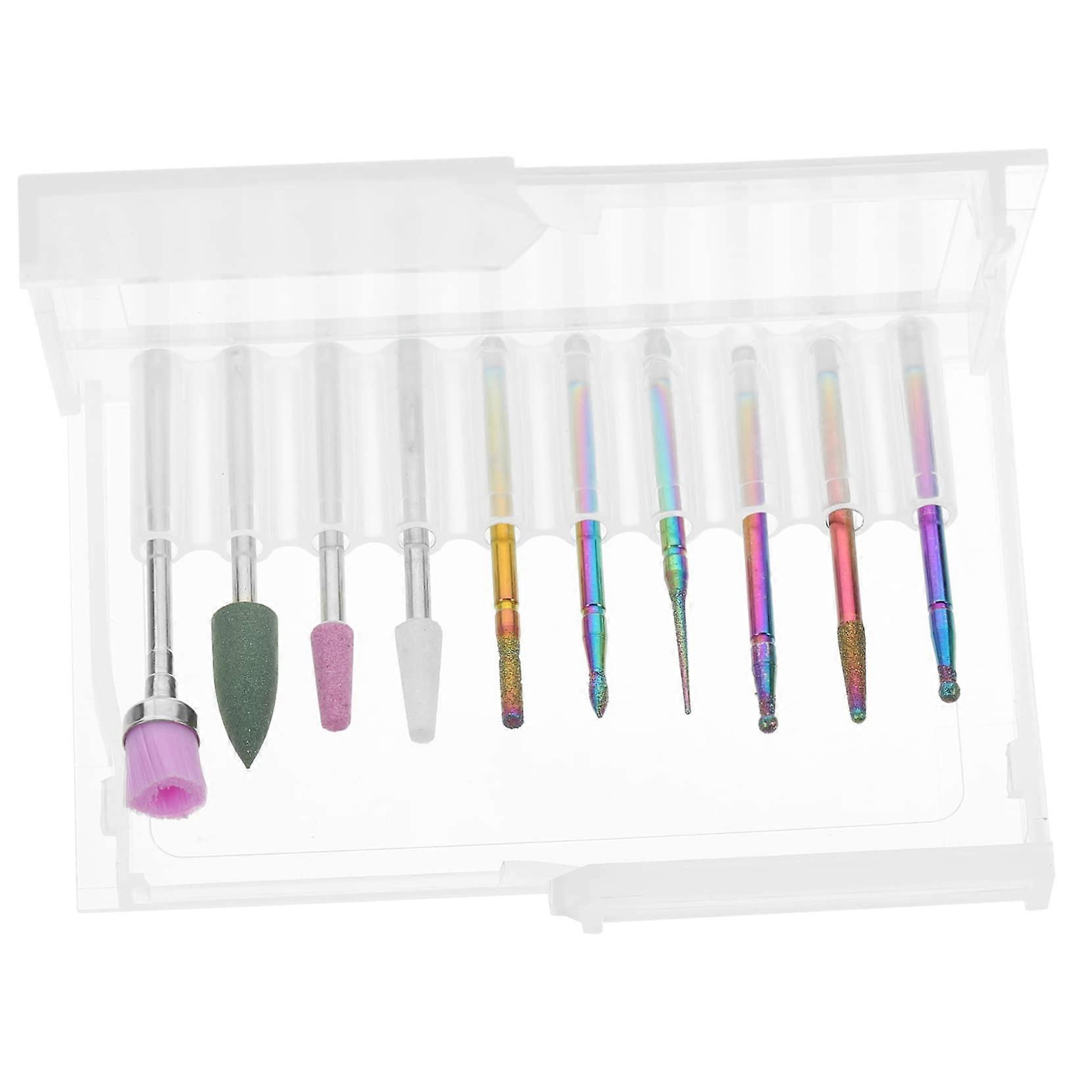 10pcs Professional Nail Drill Bits Set for Acrylic and Gel Removal, MultiSize Precision