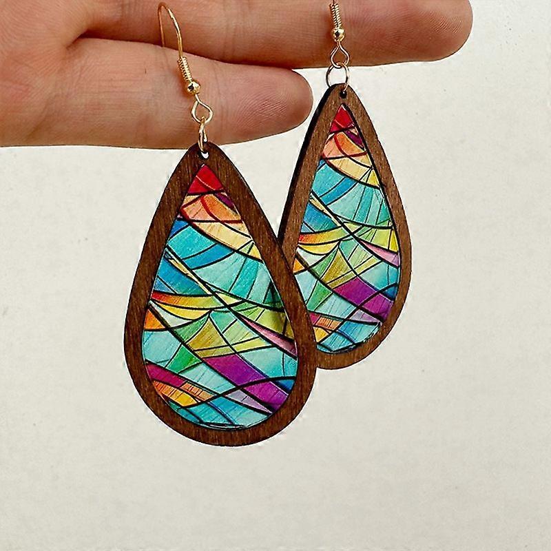Colorful Acrylic Teardrop Dangle Earrings Fan 82mm