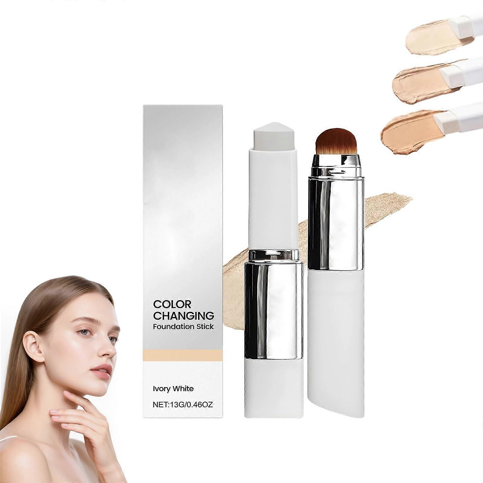 Color Changing Foundation Stick with Brush, 2in1 Concealer, Buildable Coverage, Hydrating Finish