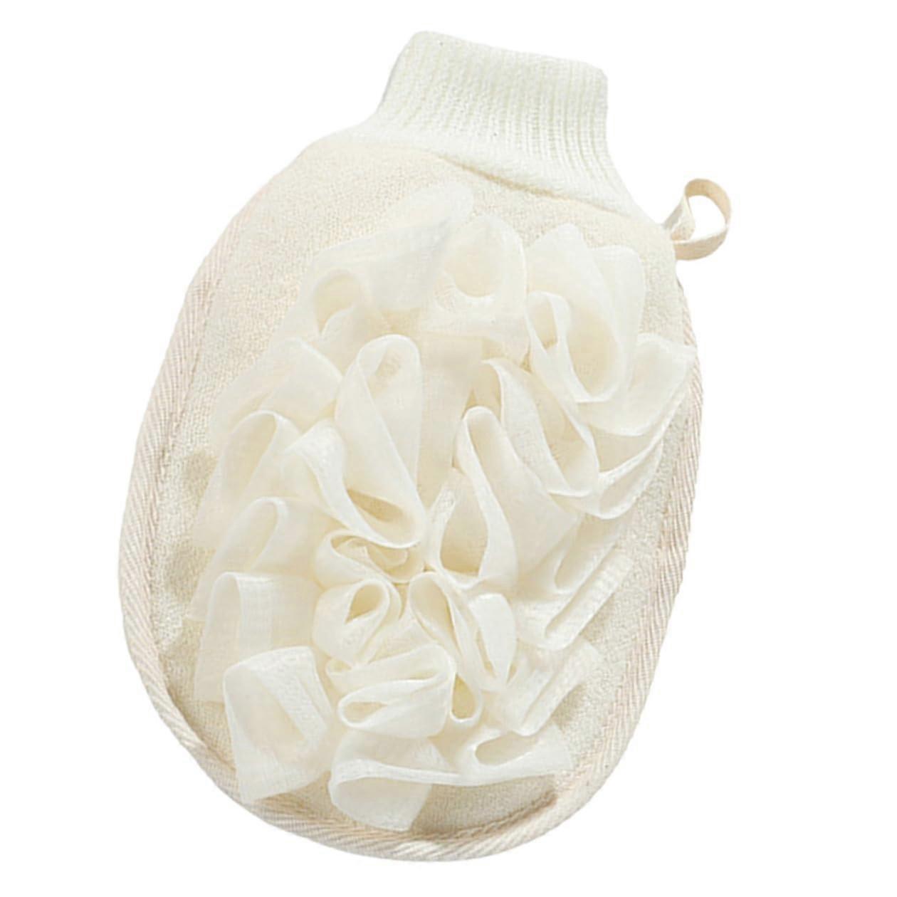 Exfoliating Bath Mitt with Flax Material, DoubleSided Shower Scrubbing Glove for Deep Skin Cleansing