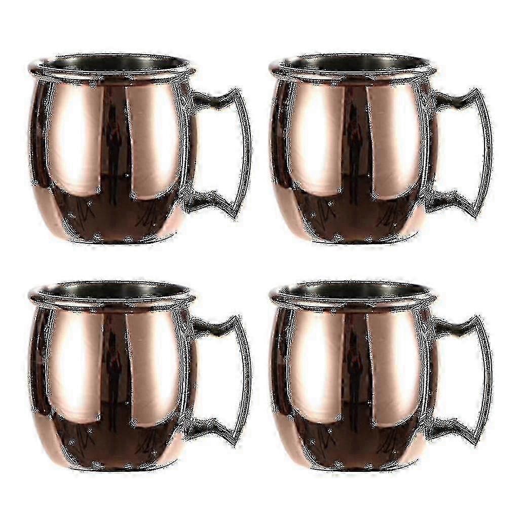 4x Copper Mugs, Set Of 4) Solid Copper Mugs, Handcrafted - 60ml