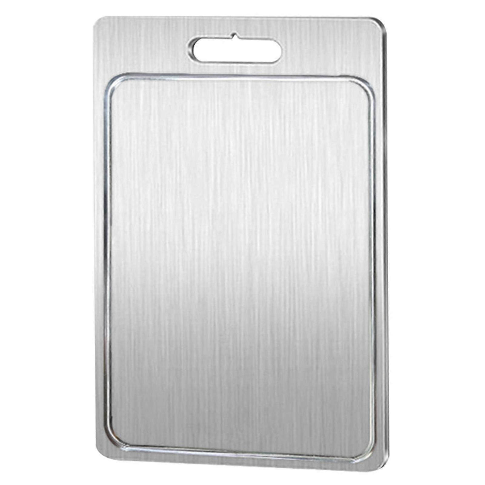 Planche à découper en titane, double face, argentée, robuste