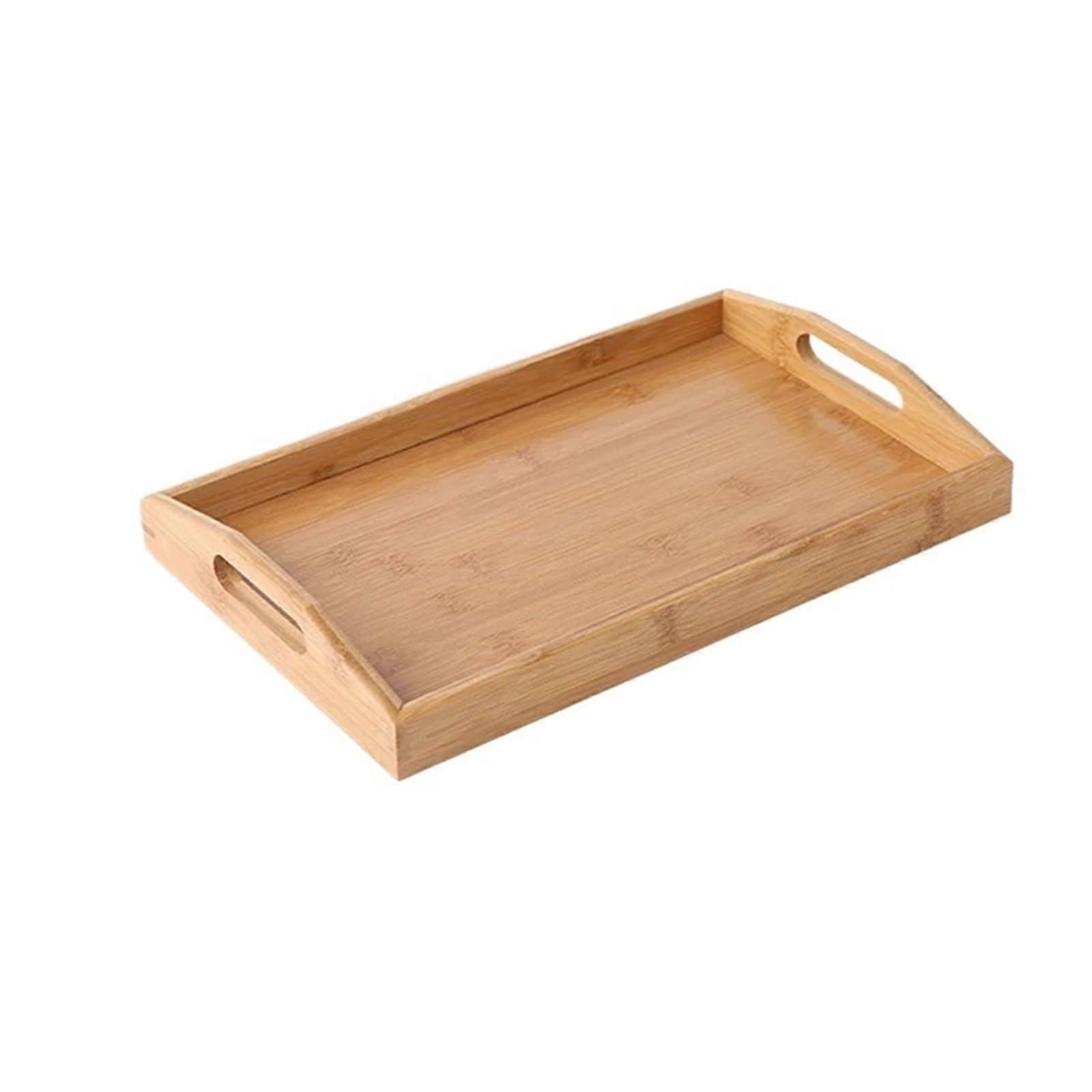 Wooden Serving Tray 35x22x5cm Solid Wood Rectangular Tea and Breakfast Tray for Home and Hotel