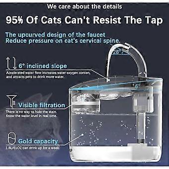 Pet Water Dispenser with Four-Stage Filtration 1.8L for Cats and Dogs
