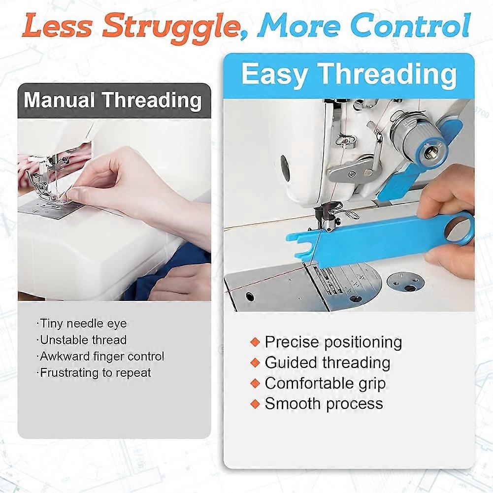 Sewing Machine Needle Threader Tool with Magnetic Back, Alignment Guide, and Built-in Ruler
