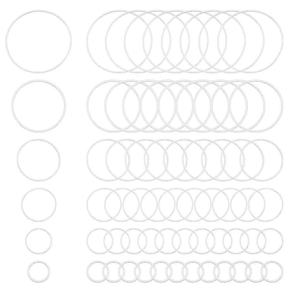 300pcs 6 styles Brass Linking Rings Ring Shape Silver 10~30x0.7~1mm 50pcs/style