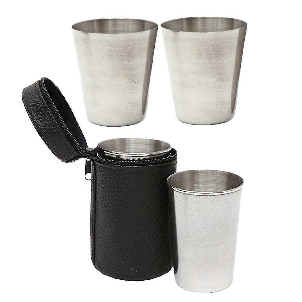 Camping Accessory Metal Cups Multi Function Silver 4x3.6cm Stackable Easy to Clean 1 Set