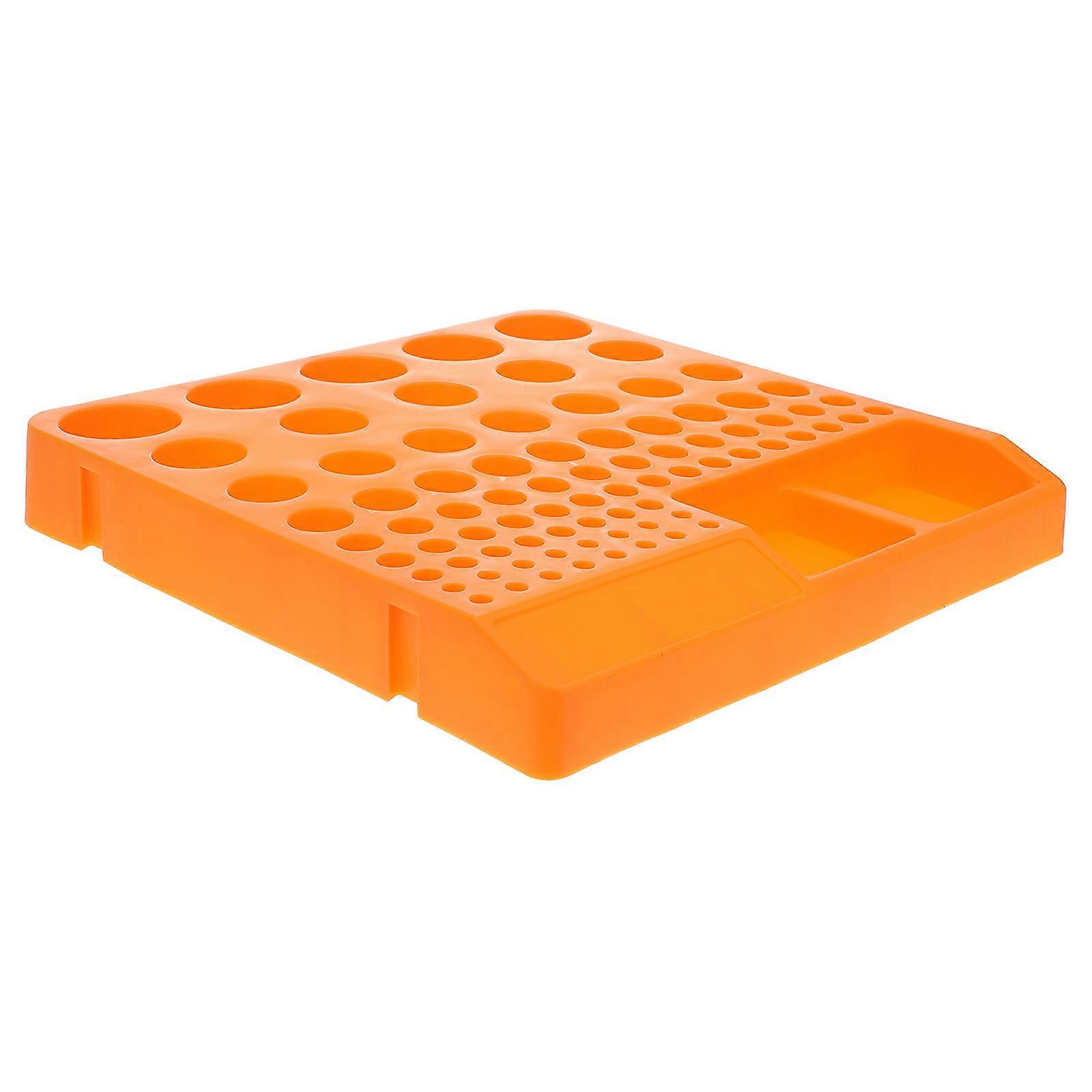 Drill Bit Tool Holder Plastic Rack for Storage with 80 Holes Orange