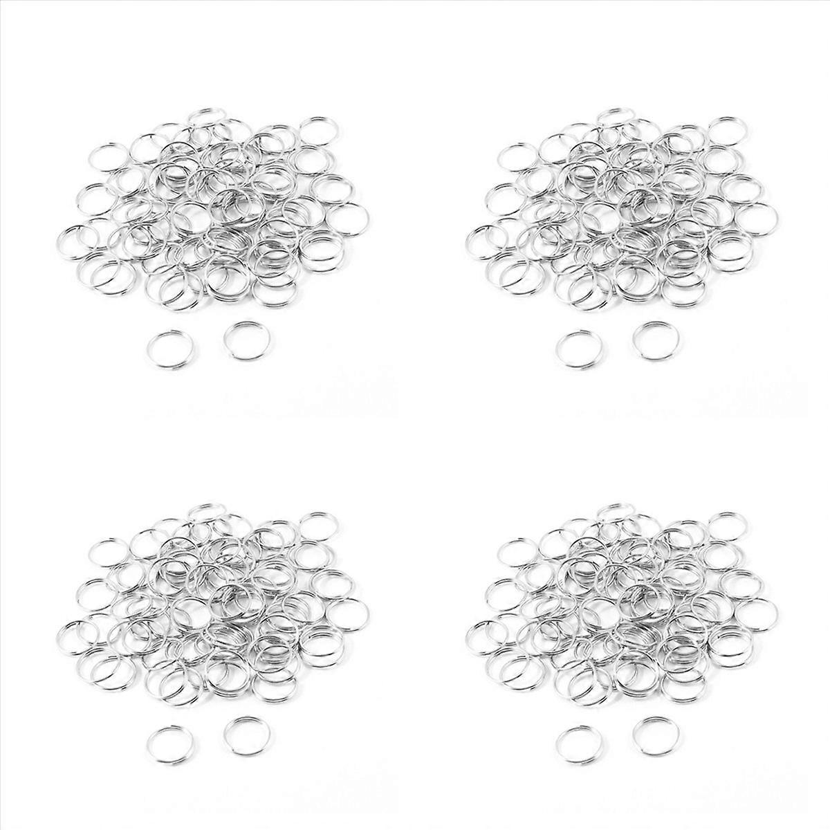 10mm Dia Silver Tone Metal Split Loop Key Rings Holders Replacement 320 Pcs