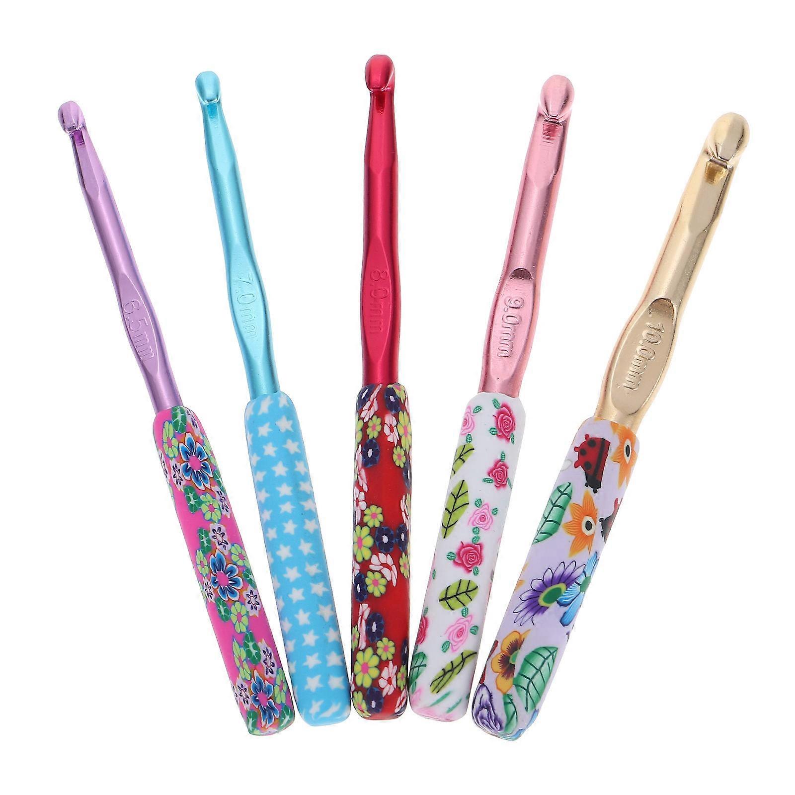 Crocheting Tools Aluminium Polymer Clay Hook Shape Fine Workmanship 5Pcs
