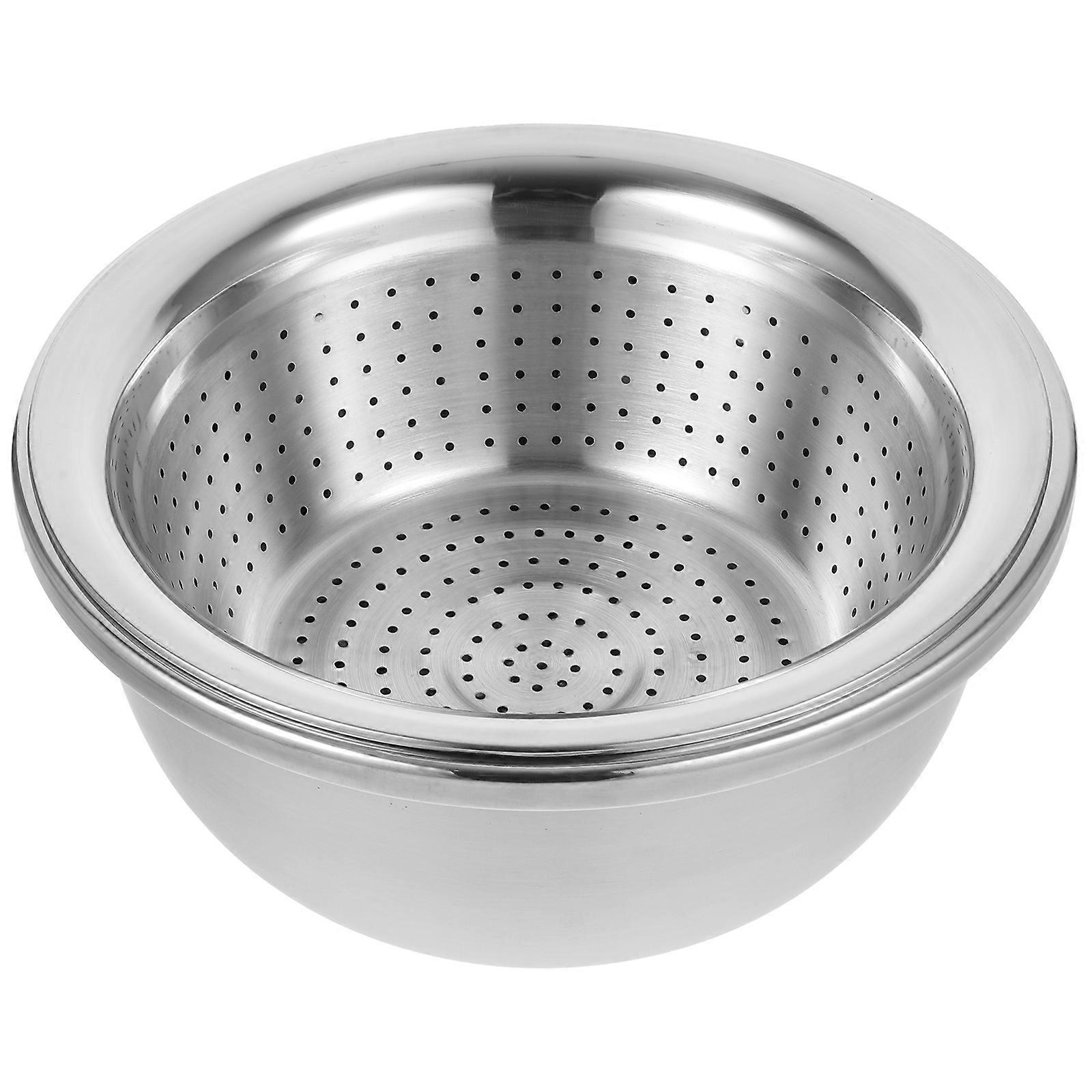 Multifunctional Draining Basket Double Layer Kitchen Drain Basket Housewarming Gift Silver 1Set